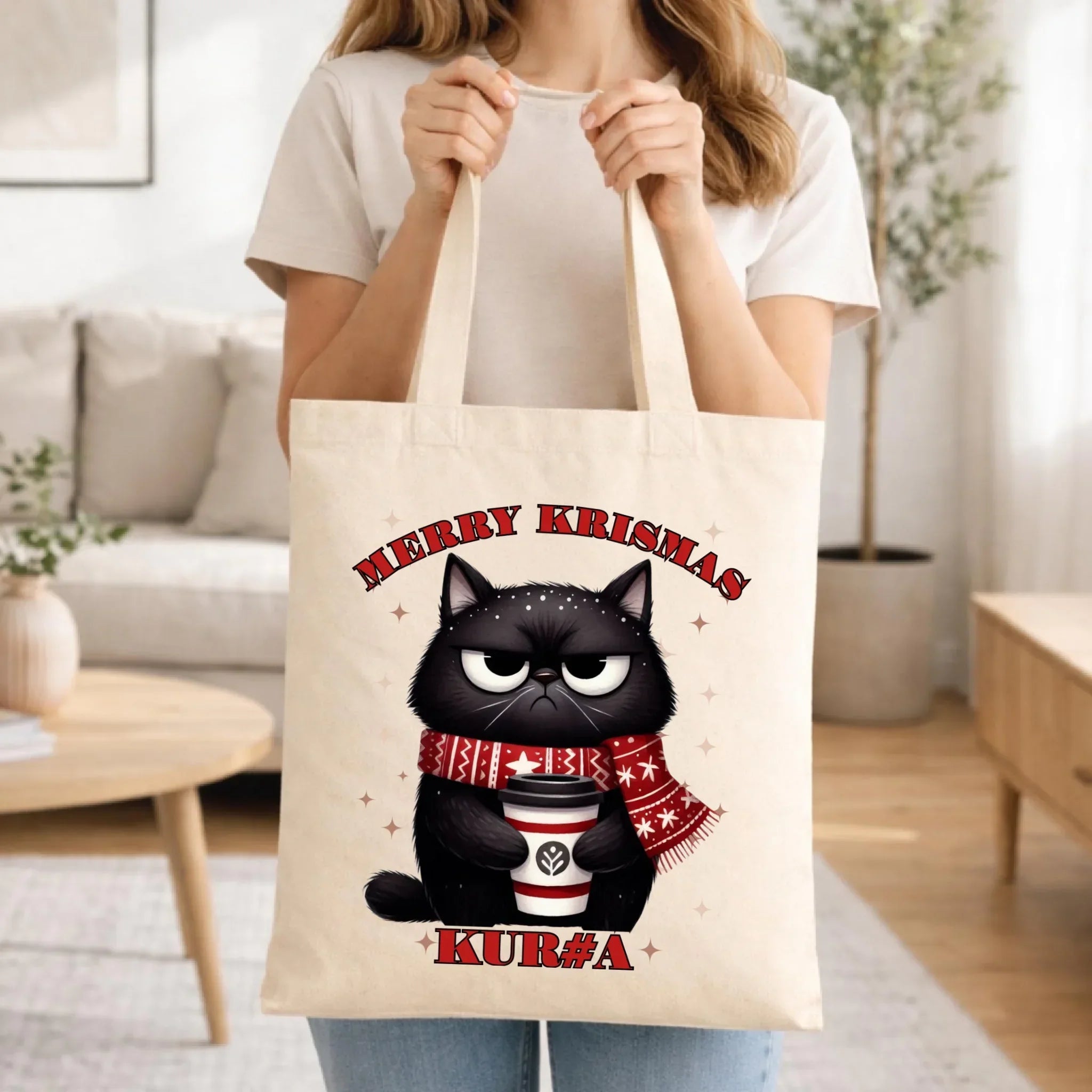 Torba świąteczna - Zburczany kot Merry Krismas kur#a - bez cenzury BN34 - StoryCups.pl