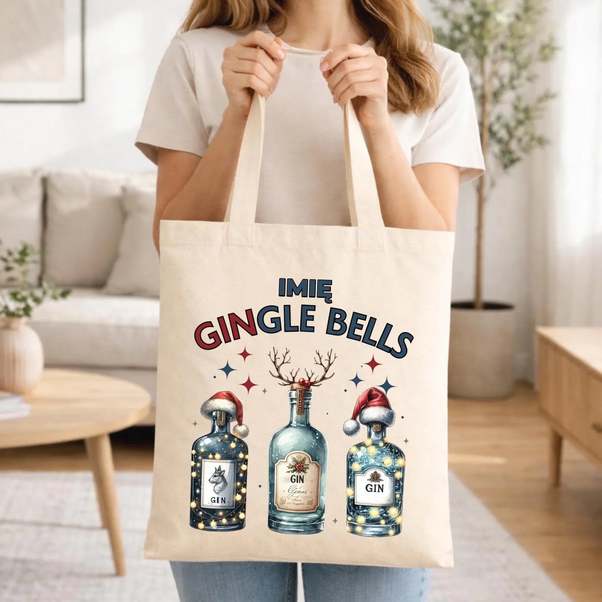 Torba świąteczna - Gin Gingle bells - personalizowana BN68 - StoryCups.pl