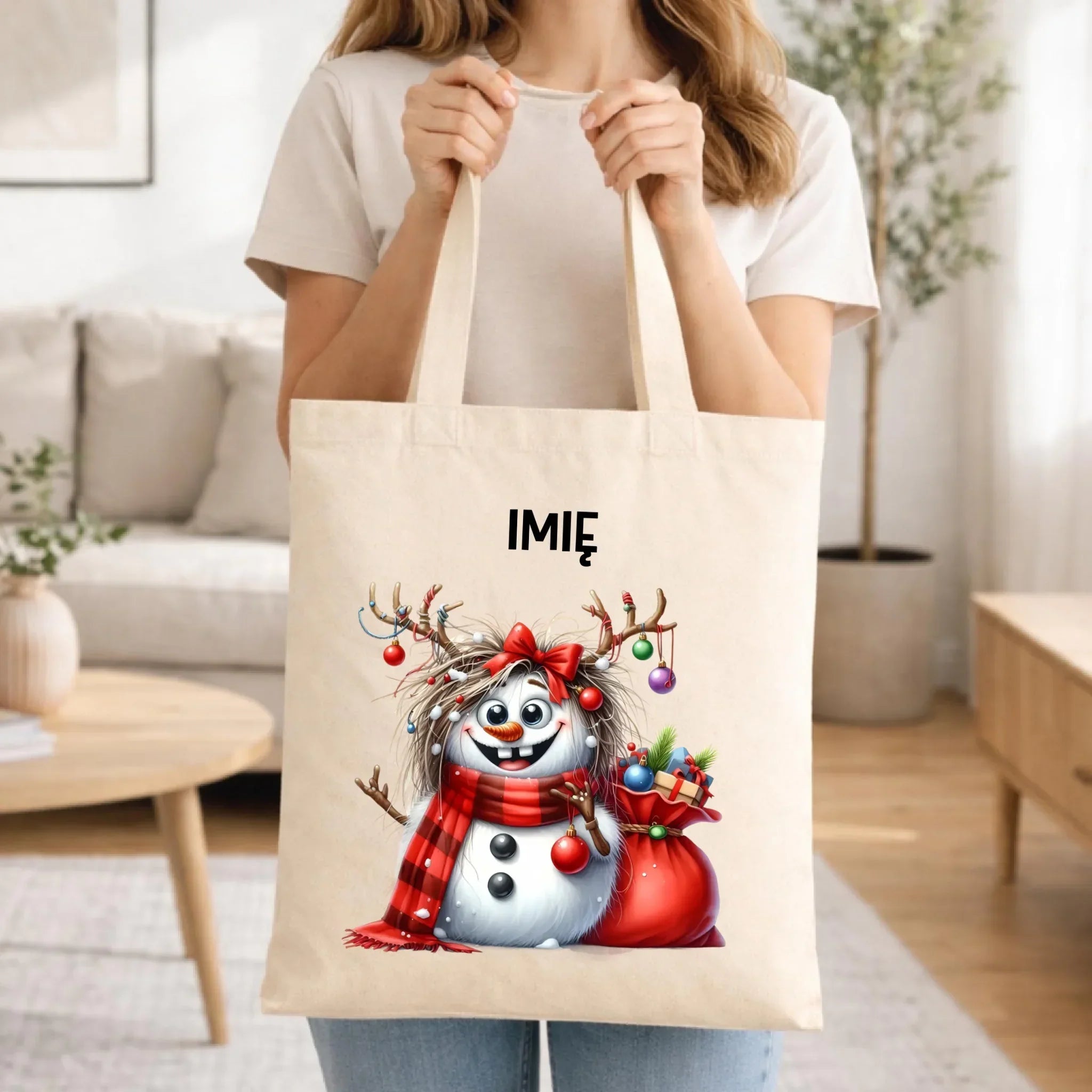 Torba świąteczna - Bałwanek - personalizowana BN70 - StoryCups.pl