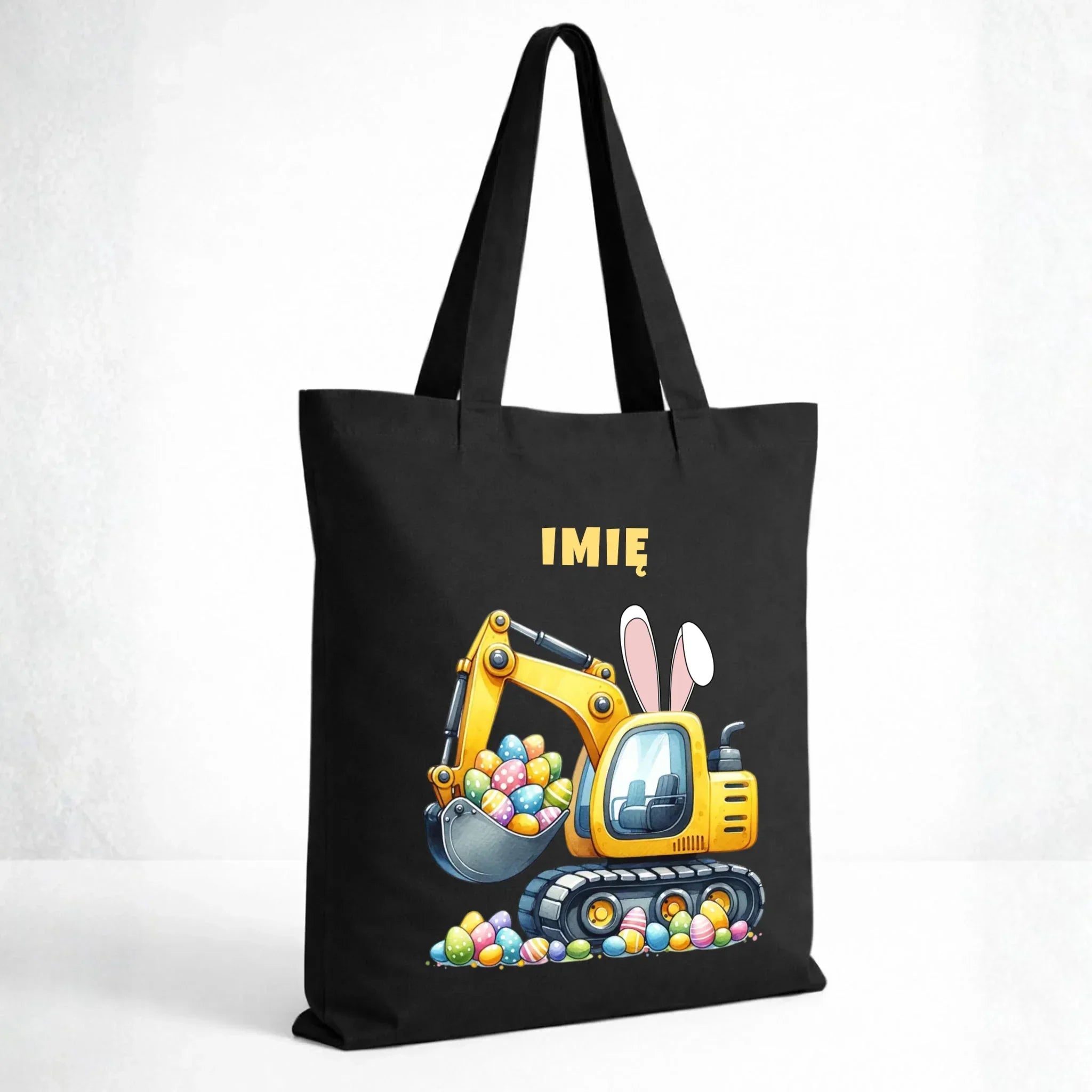 Torba na Wielkanoc - Koparka z pisankami - personalizowana WN17 - StoryCups.pl