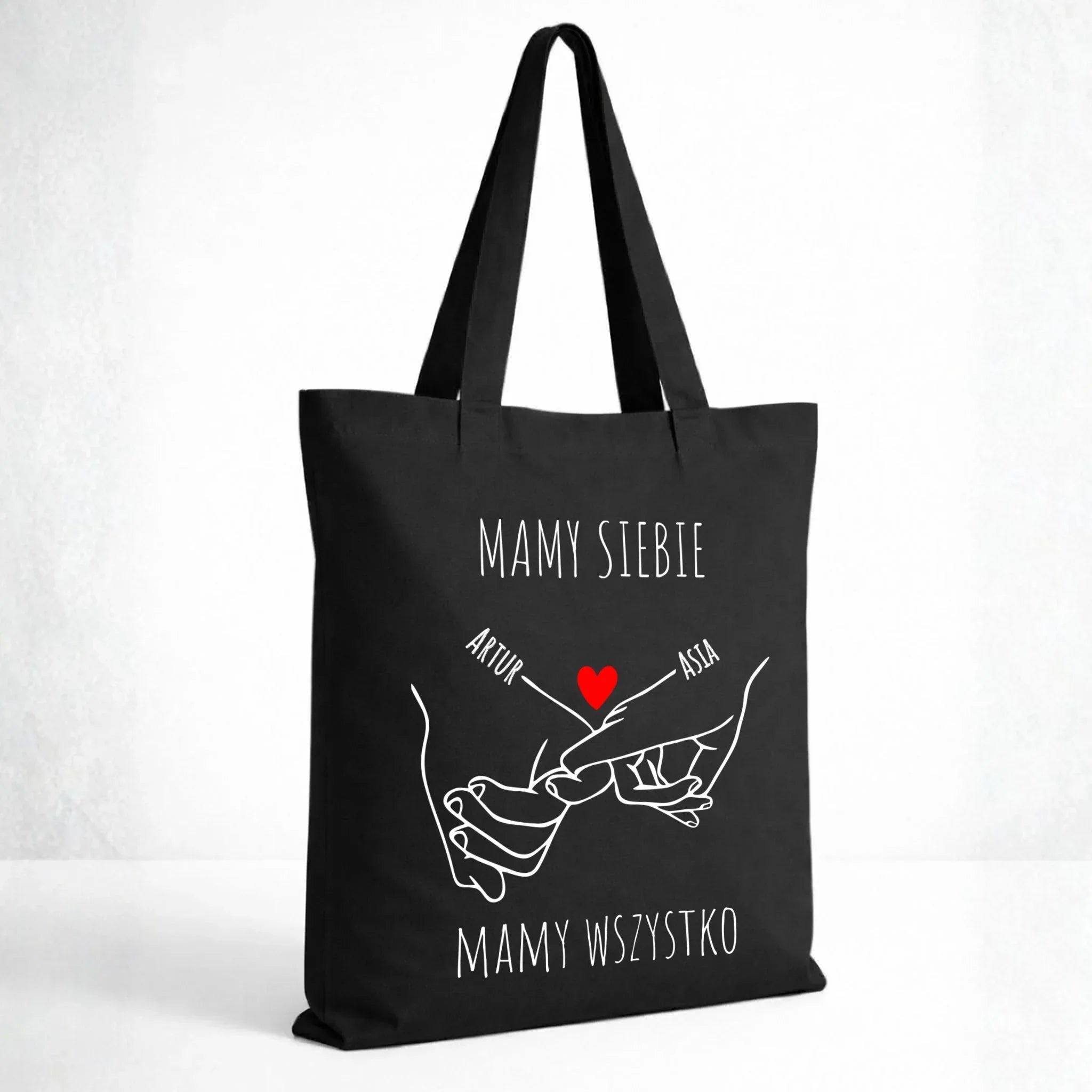 Torba dla par - Zaplecione ręce mamy siebie mamy wszystko - personalizowana W63 - StoryCups.pl
