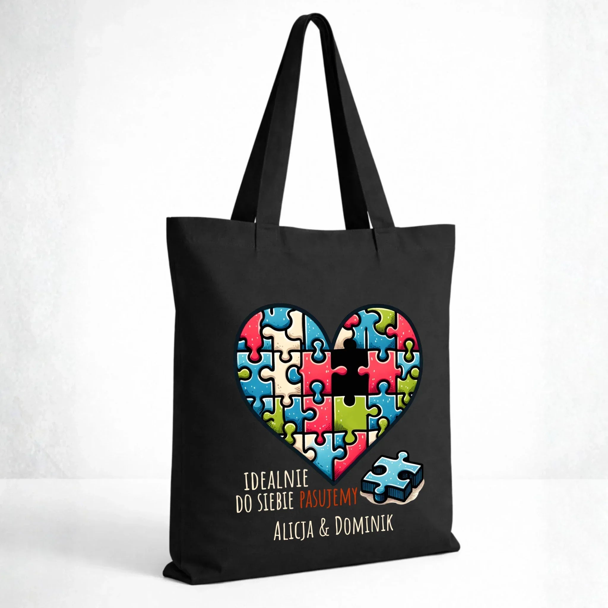 Torba dla par - Idealnie do siebie pasujemy - personalizowana W44 - StoryCups.pl