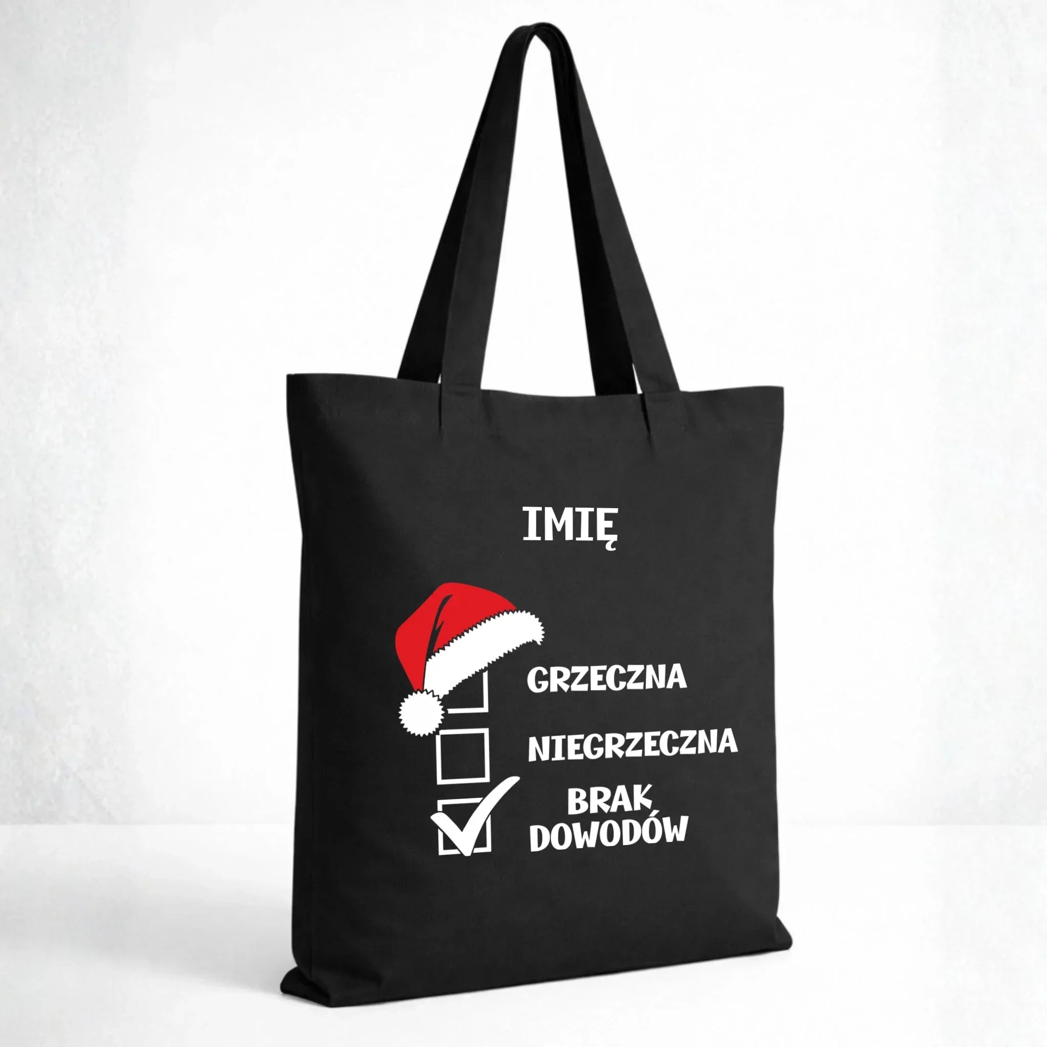 Torba świąteczna - Grzeczna niegrzeczna brak dowodów - personalizowana BN147 - StoryCups.pl