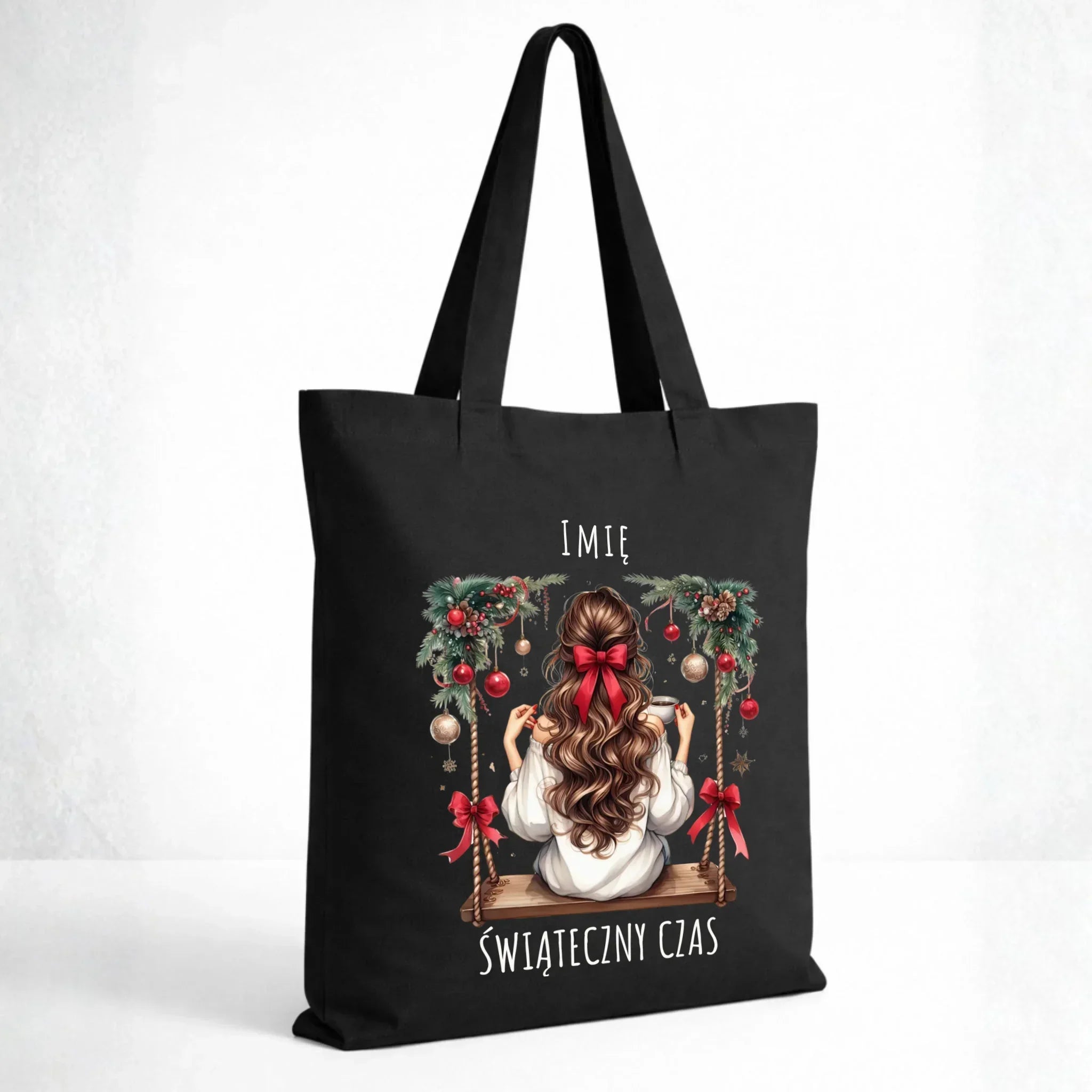 Torba świąteczna - Dziewczyna na huśtawce - Świąteczny czas - personalizowana BN105 - StoryCups.pl