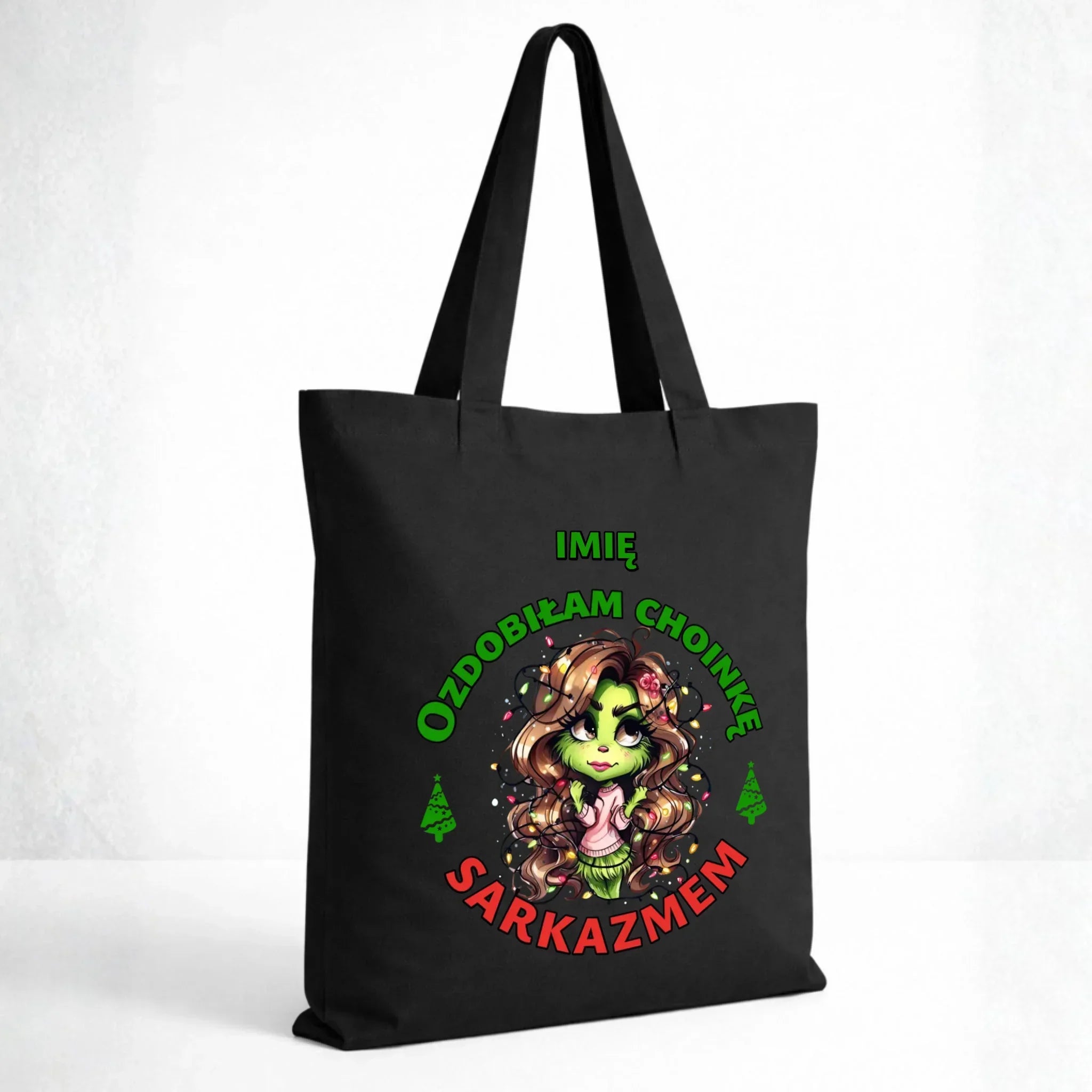 Torba świąteczna - Grinch - Ozdobiłam choinkę sarkazmem - personalizowana BN115 - StoryCups.pl
