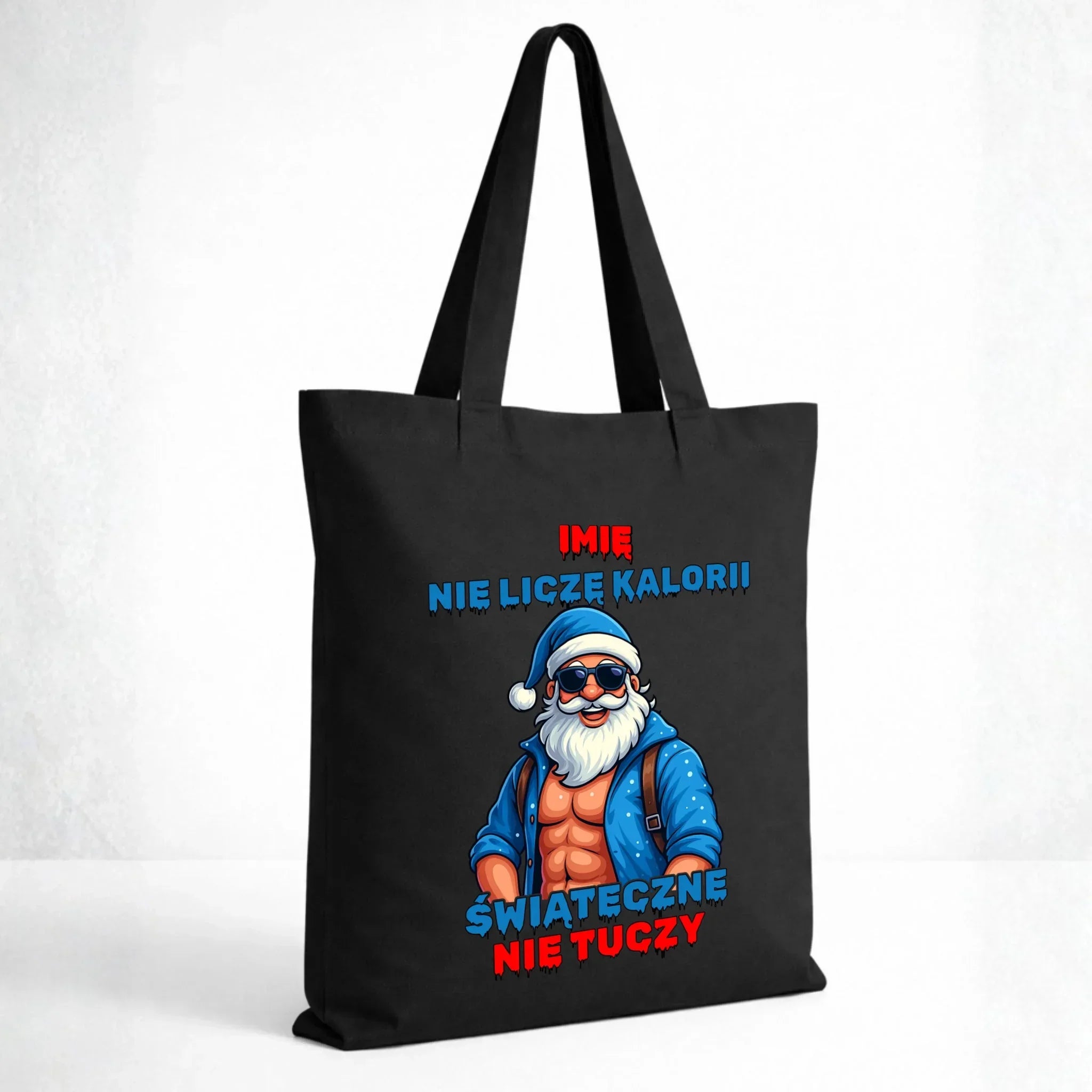 Torba świąteczna z Mikołajem - Świąteczne nie tuczy - personalizowana BN118 - StoryCups.pl