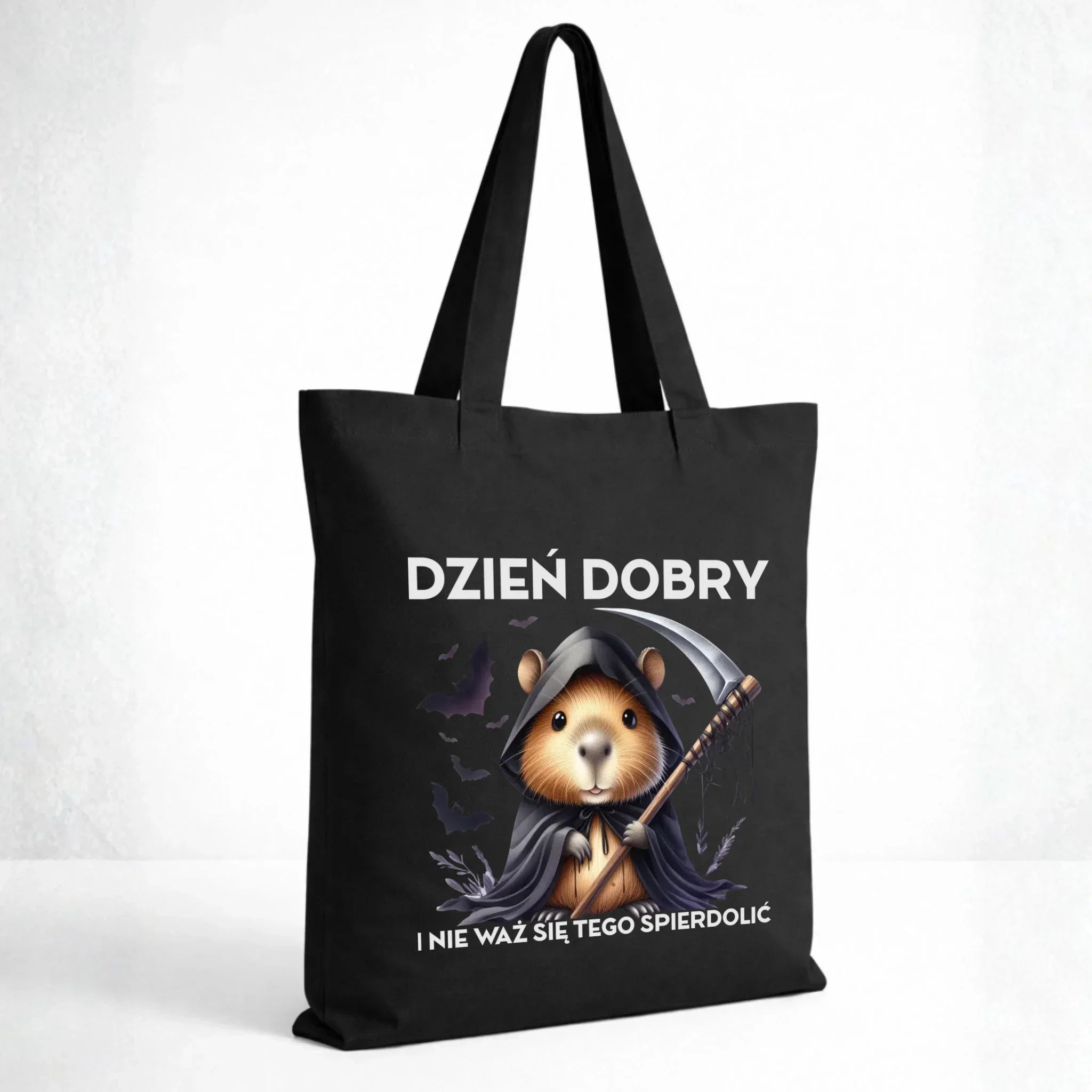 Torba halloweenowa - Kapibara Żniwiarz - Dzień dobry - bez cenzury HL20 - StoryCups.pl