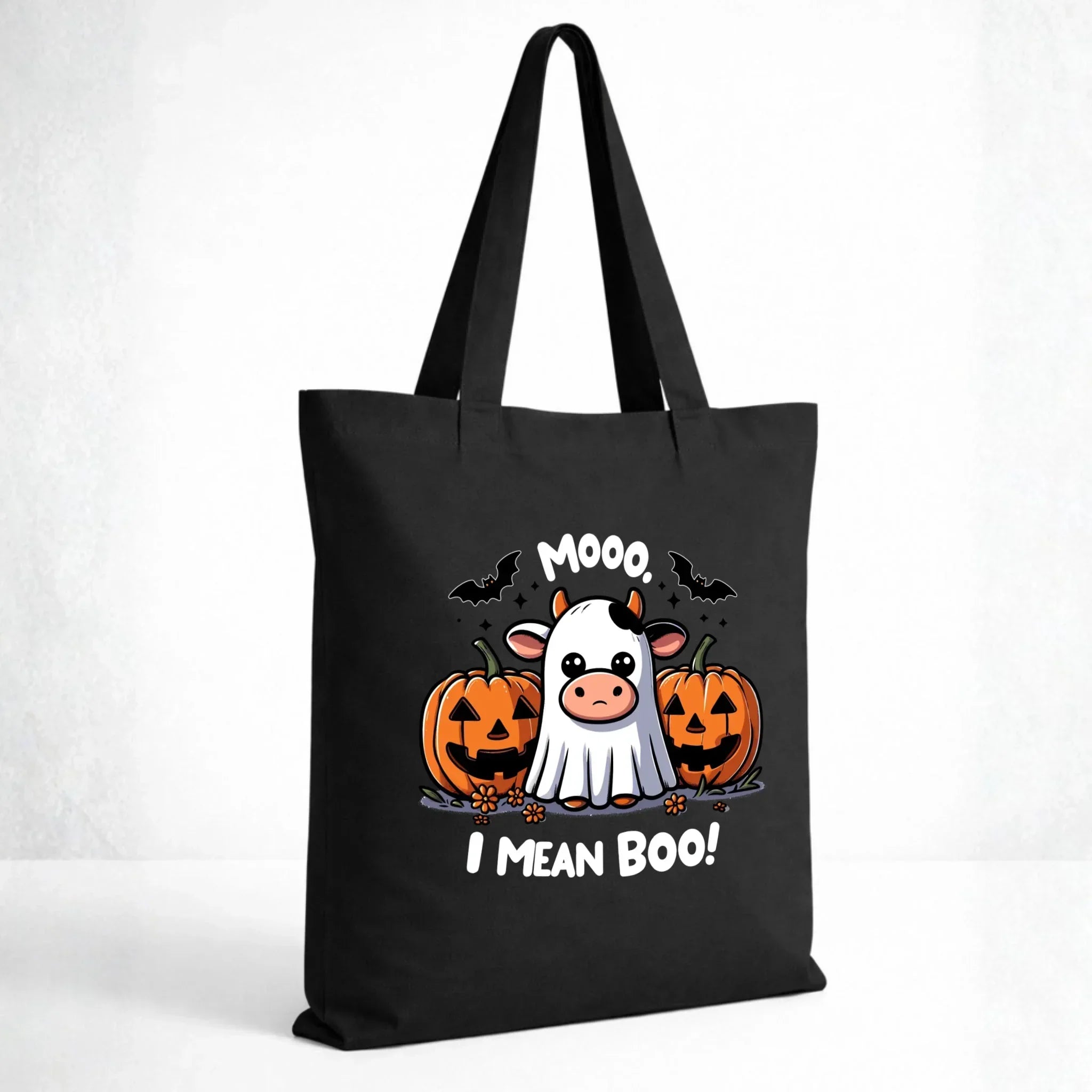 Torba na Halloween - Mooo I mean Boo! - z dynią i duchem HL14 - StoryCups.pl