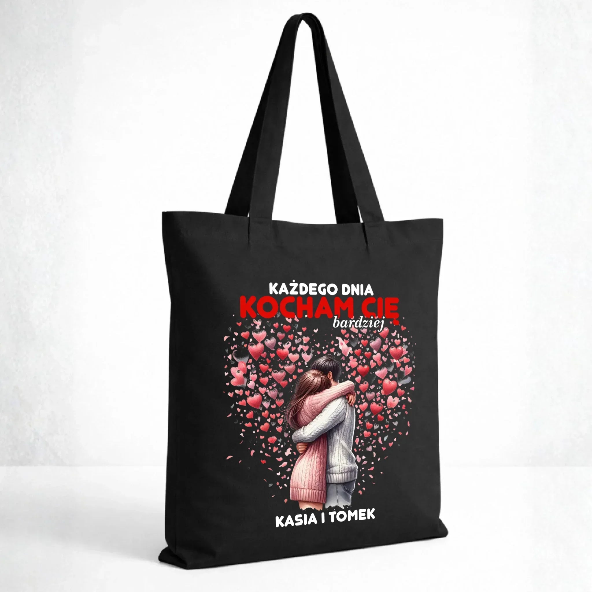 Torba dla par - Każdego dnia kocham Cię bardziej - personalizowana W09 - StoryCups.pl