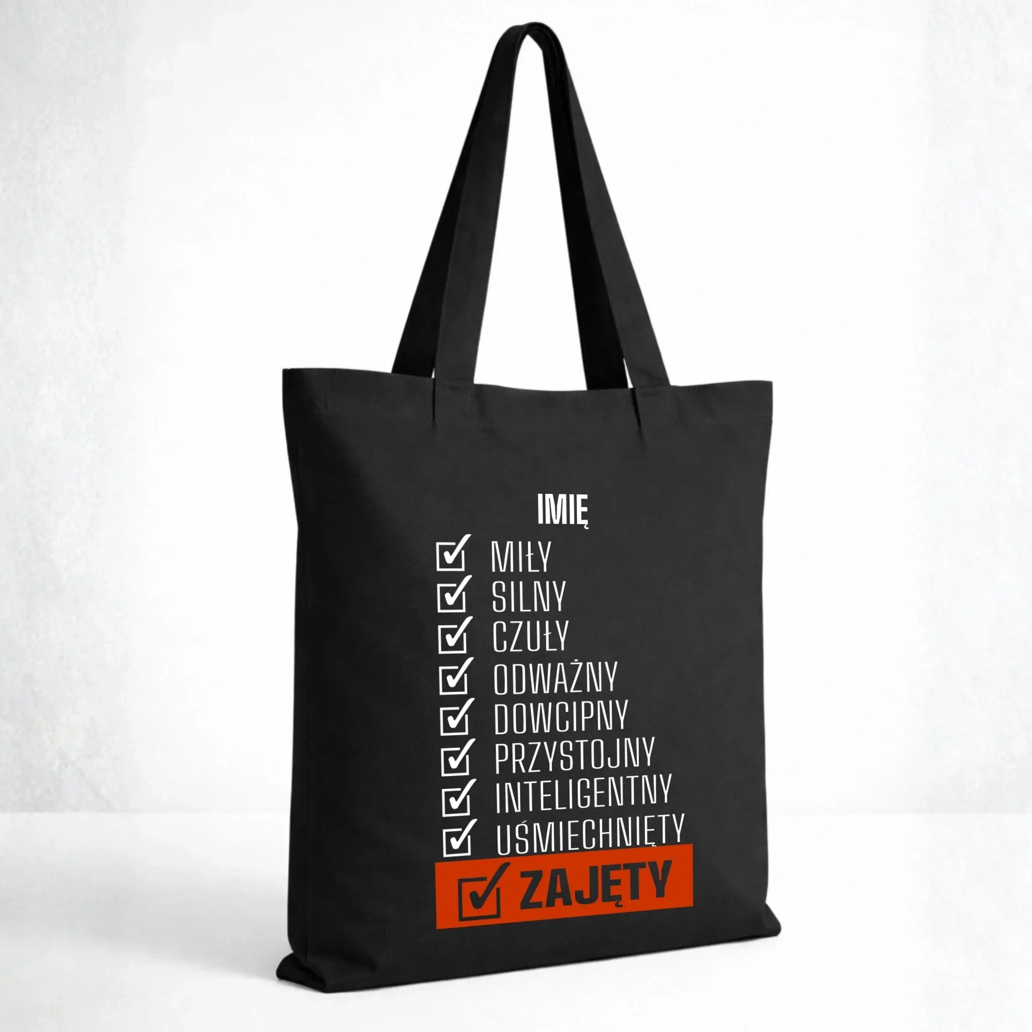 Torba - Zajęty prezent dla chłopaka męża narzeczonego - czarna personalizowana DCH05 - StoryCups.pl