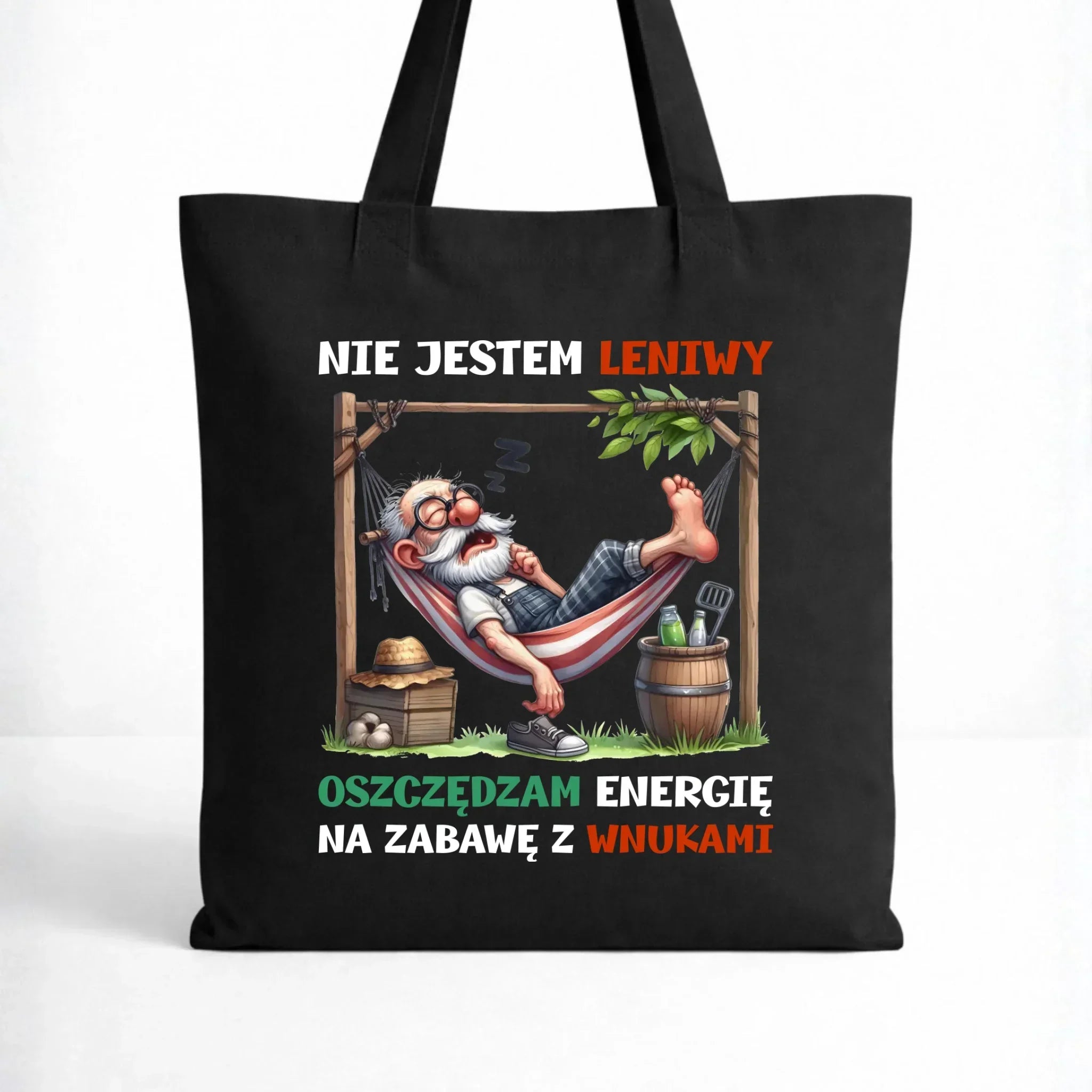 Torba dla dziadka - Nie jestem leniwy oszczędzam energię D39 - StoryCups.pl