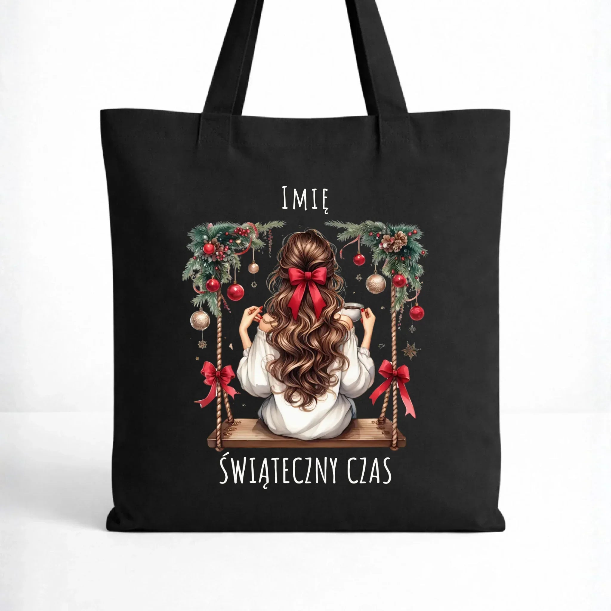 Torba świąteczna - Dziewczyna na huśtawce - Świąteczny czas - personalizowana BN105 - StoryCups.pl