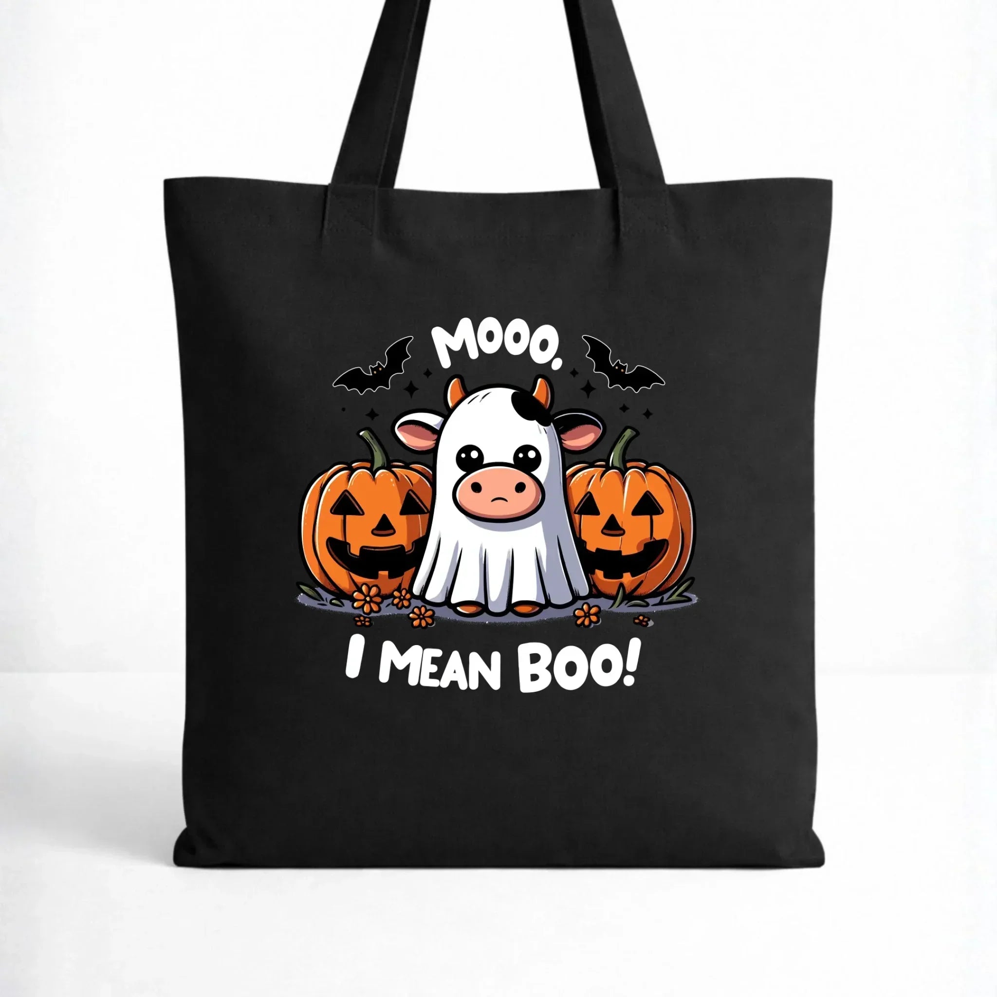 Torba na Halloween - Mooo I mean Boo! - z dynią i duchem HL14 - StoryCups.pl