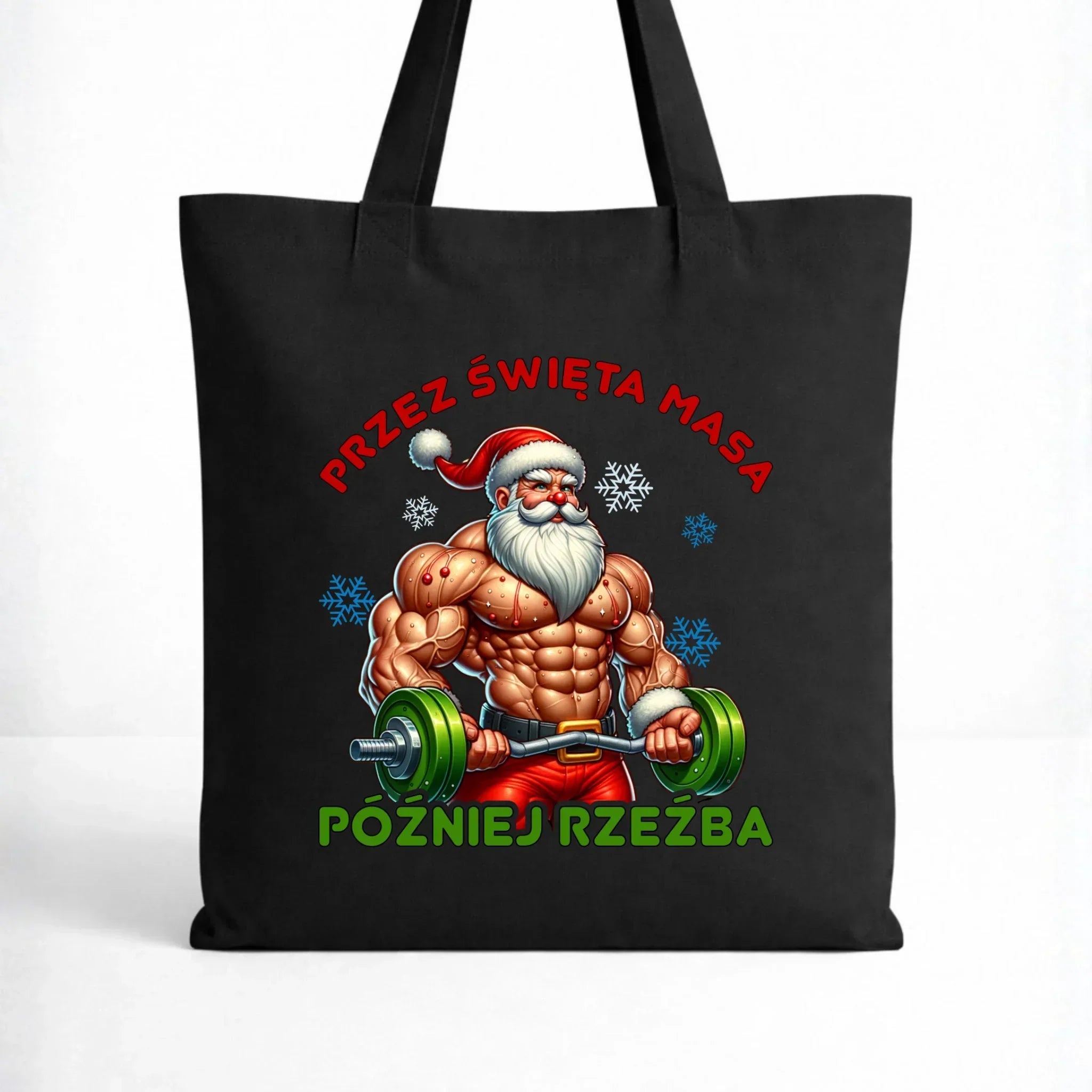 Torba świąteczna - Mikołaj na siłowni - Przez święta masa, później rzeźba BN139 - StoryCups.pl