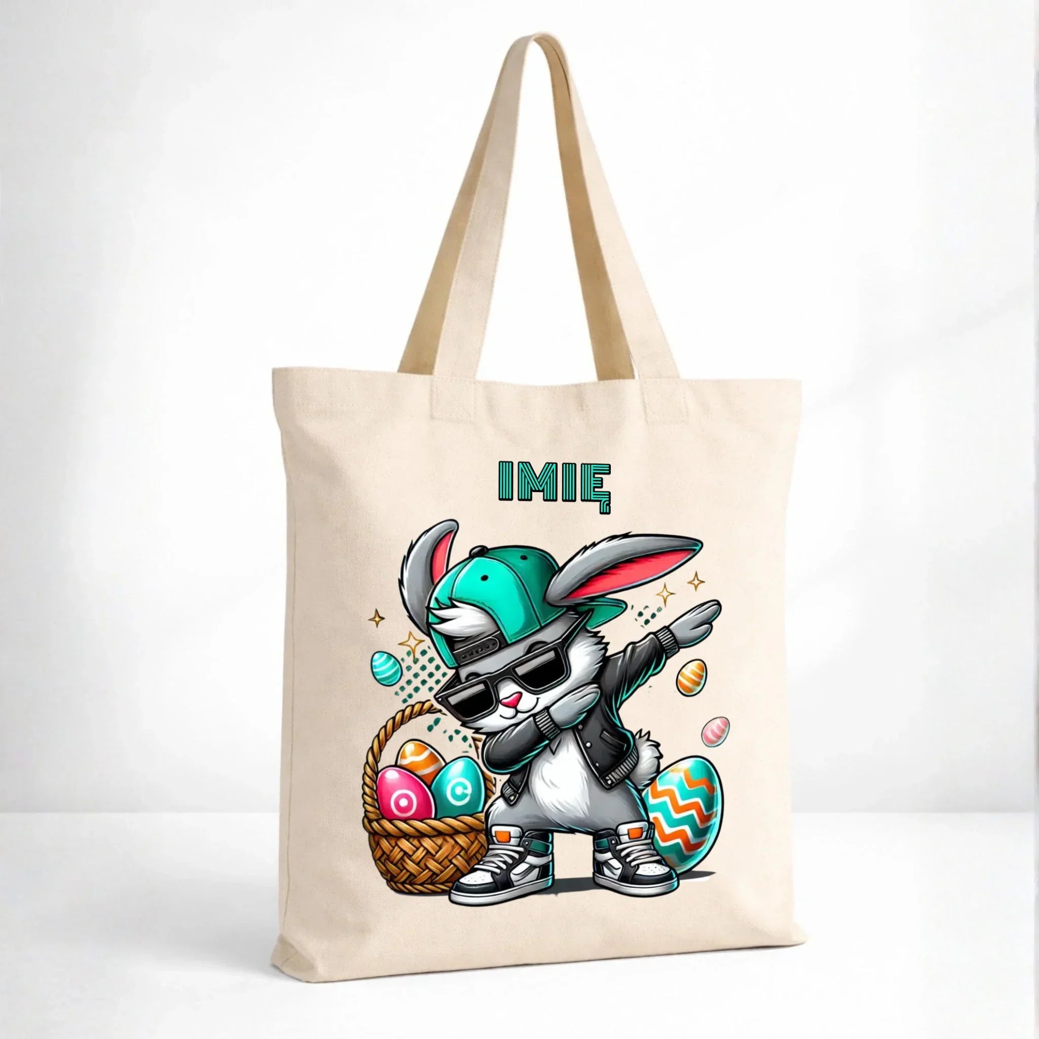 Torba na Wielkanoc - Zajączek Dab dance - personalizowana WN09 - StoryCups.pl