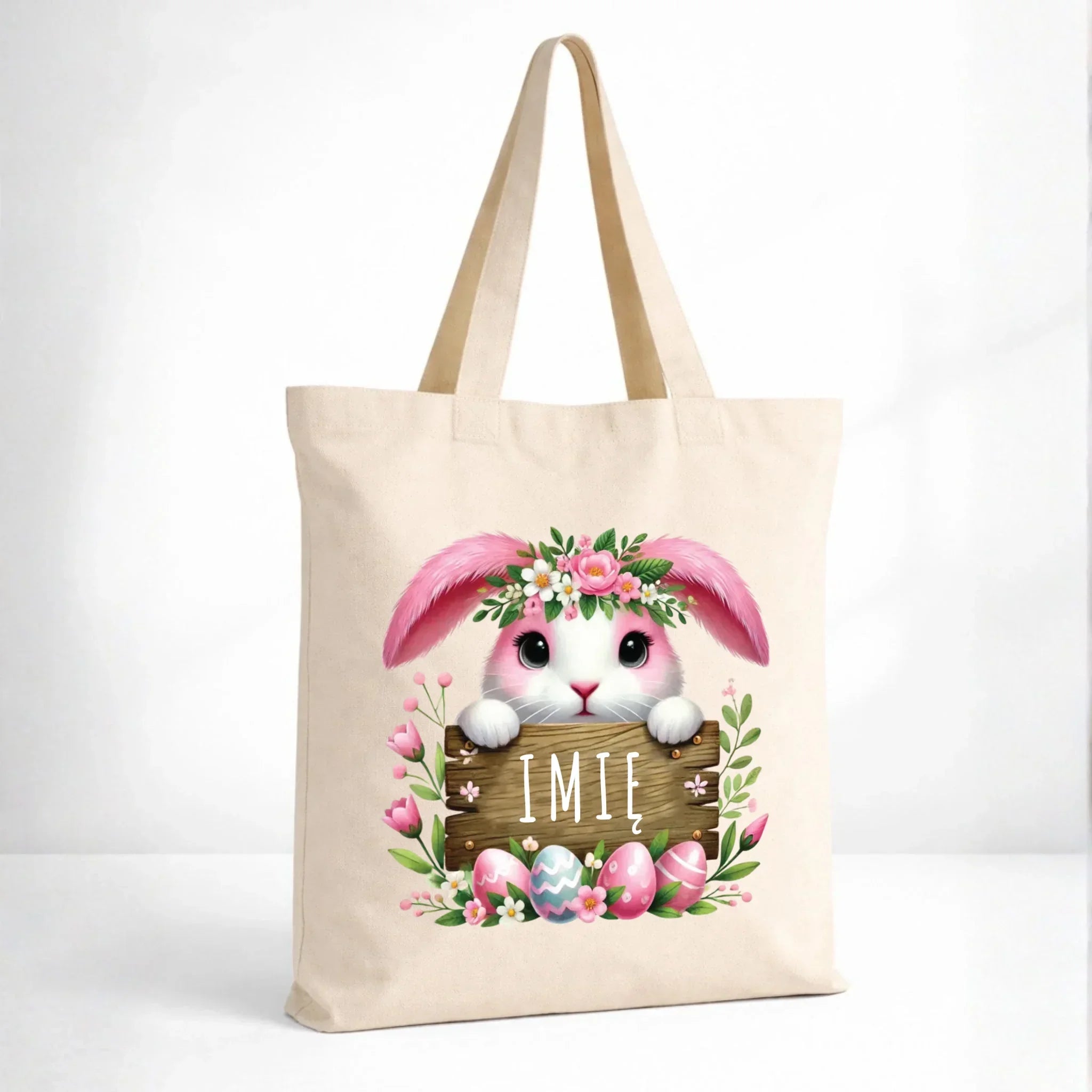 Torba na Wielkanoc - Różowy Zajączek - personalizowana WN07 - StoryCups.pl