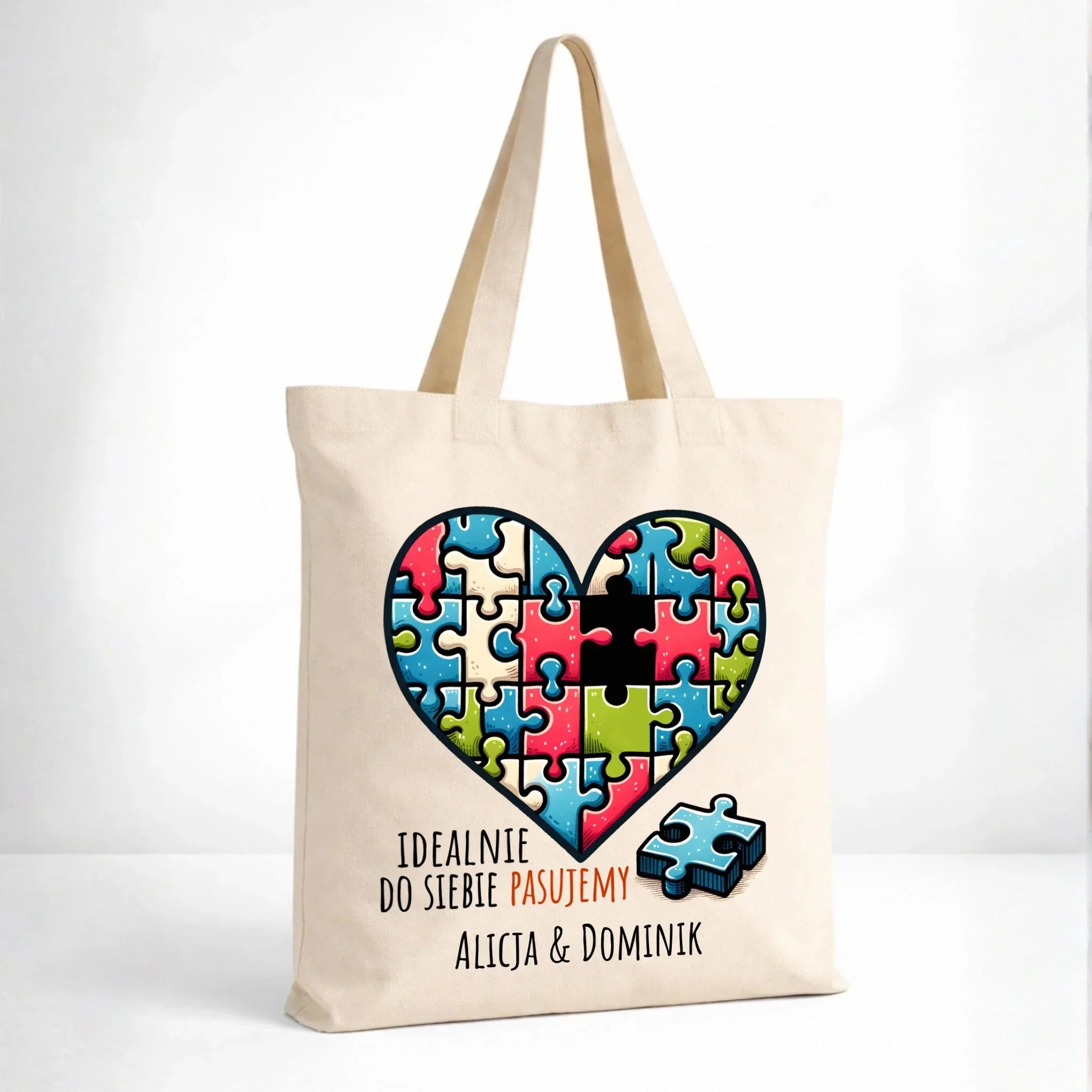 Torba dla par - Idealnie do siebie pasujemy - personalizowana W44 - StoryCups.pl