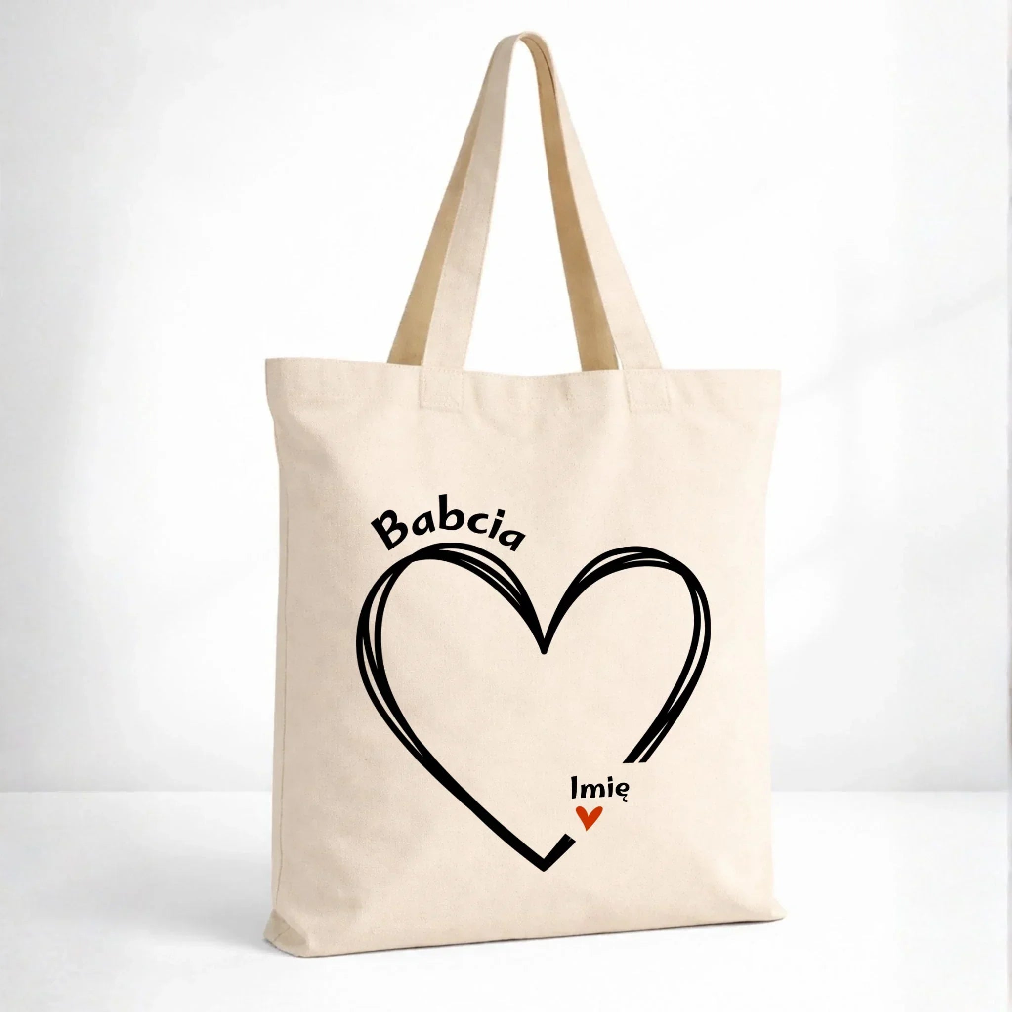 Torba dla babci - Serce z imionami wnuków 1-7 - personalizowana B26 - StoryCups.pl