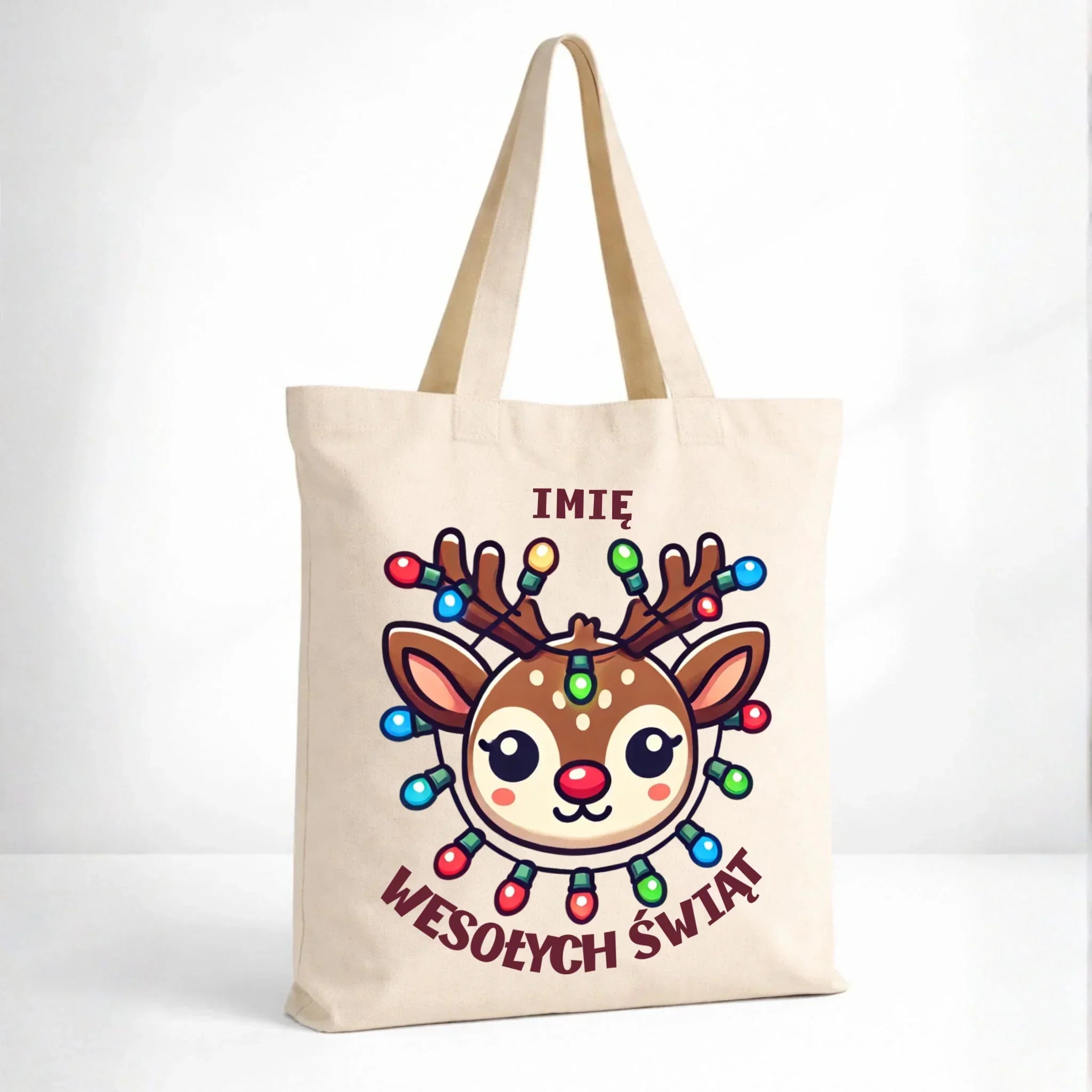 Torba świąteczna - Renifer Wesołych Świąt - personalizowana BN72 - StoryCups.pl