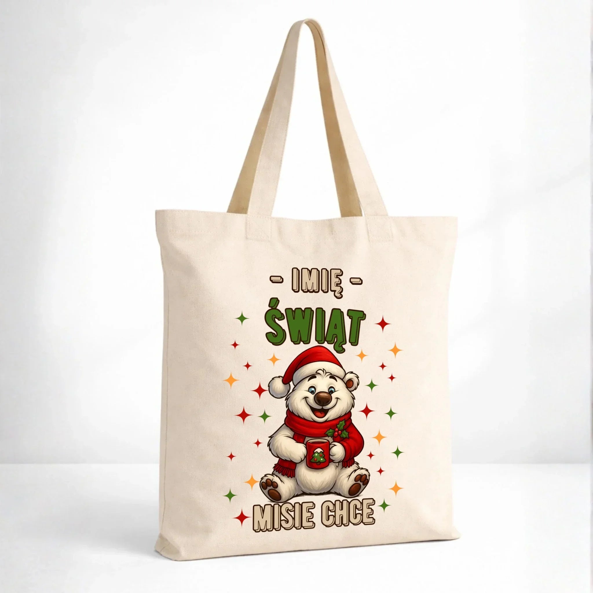 Torba świąteczna - Misiek Świąt misie chce - personalizowana BN86 - StoryCups.pl