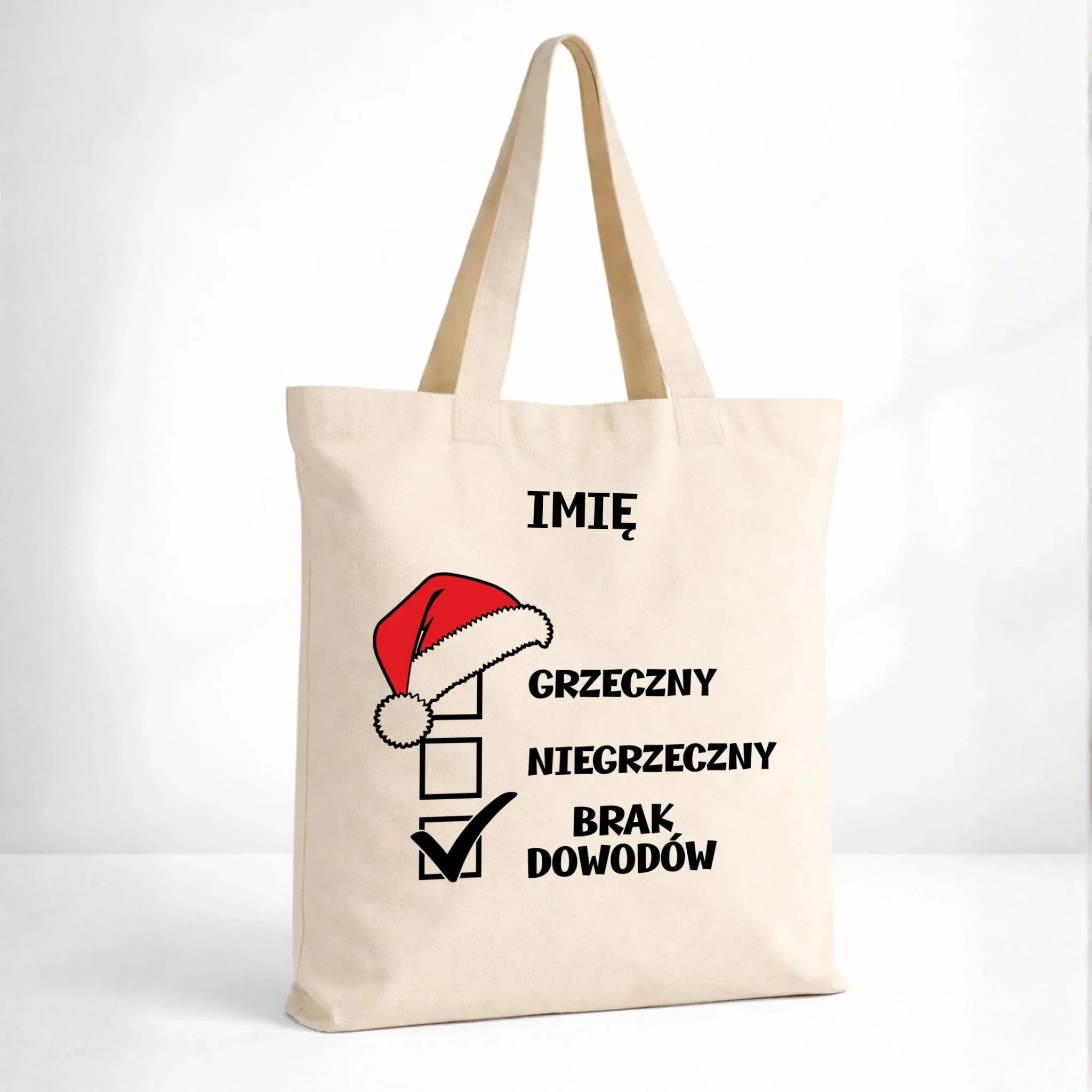 Torba świąteczna - Grzeczny niegrzeczny brak dowodów - personalizowana BN99 - StoryCups.pl