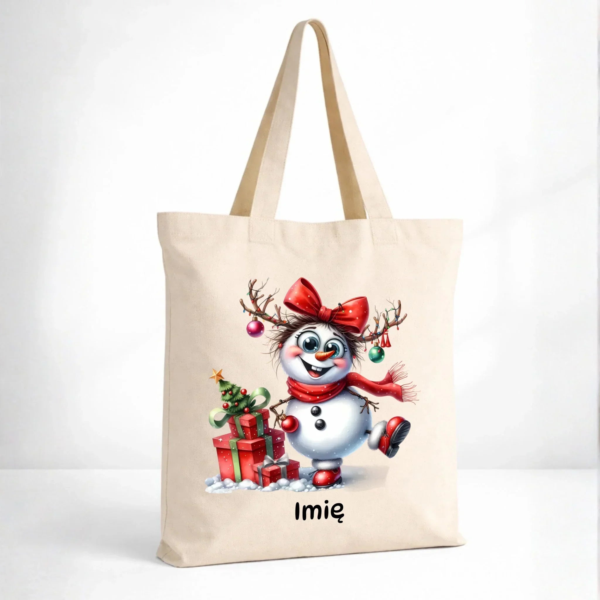 Torba świąteczna dla niej - Bałwanek - personalizowana BN123 - StoryCups.pl