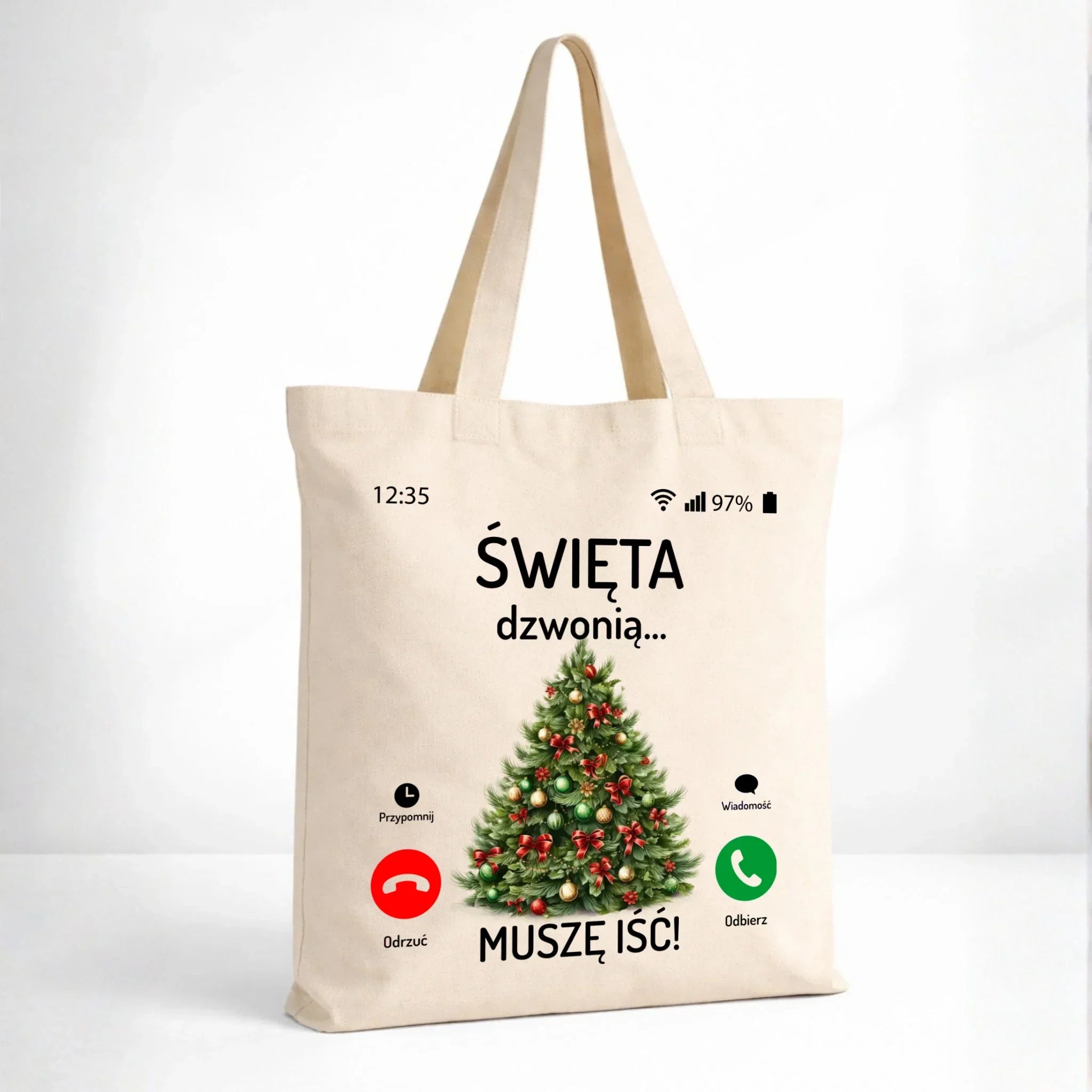 Torba świąteczna - Choinka Święta dzwonią muszę iść BN124 - StoryCups.pl
