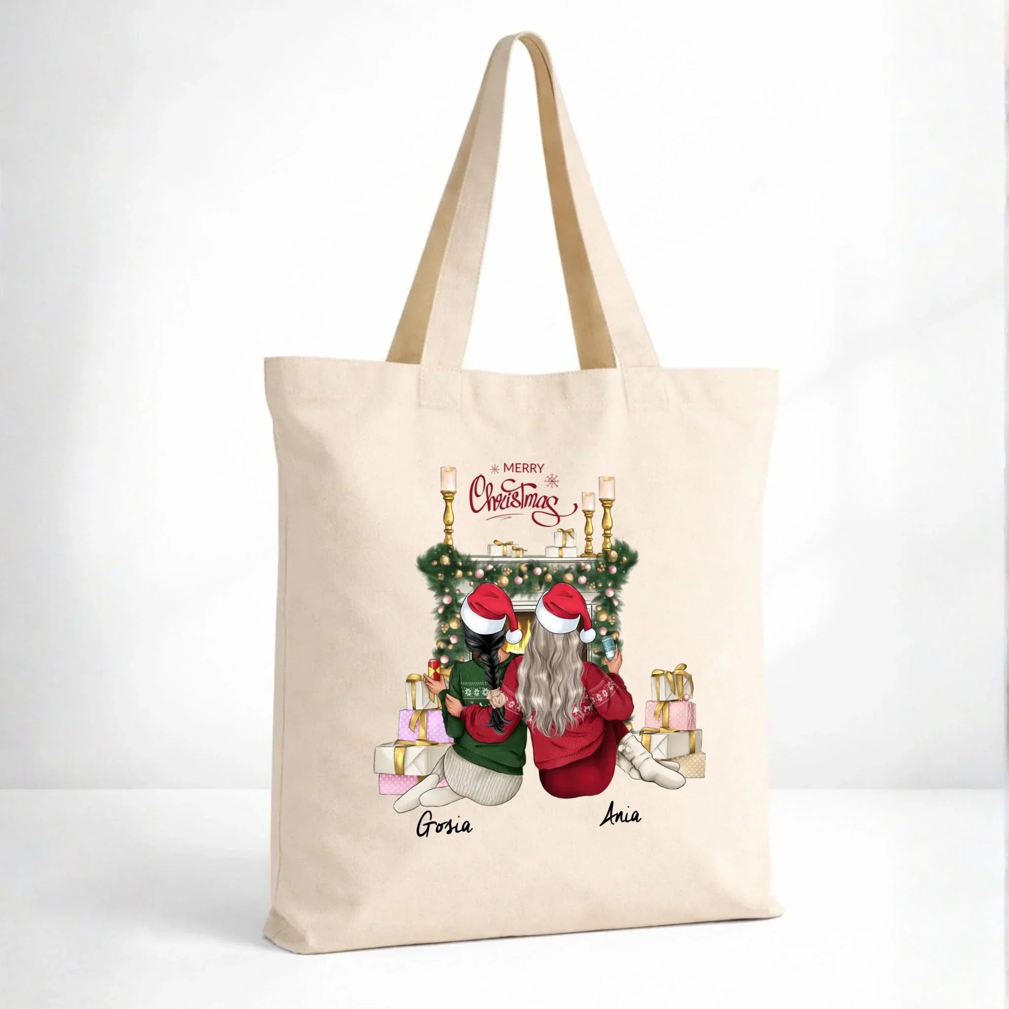 Torba świąteczna - prezent dla przyjaciółki - personalizowane postacie 2-4 osoby PR04 - StoryCups.pl