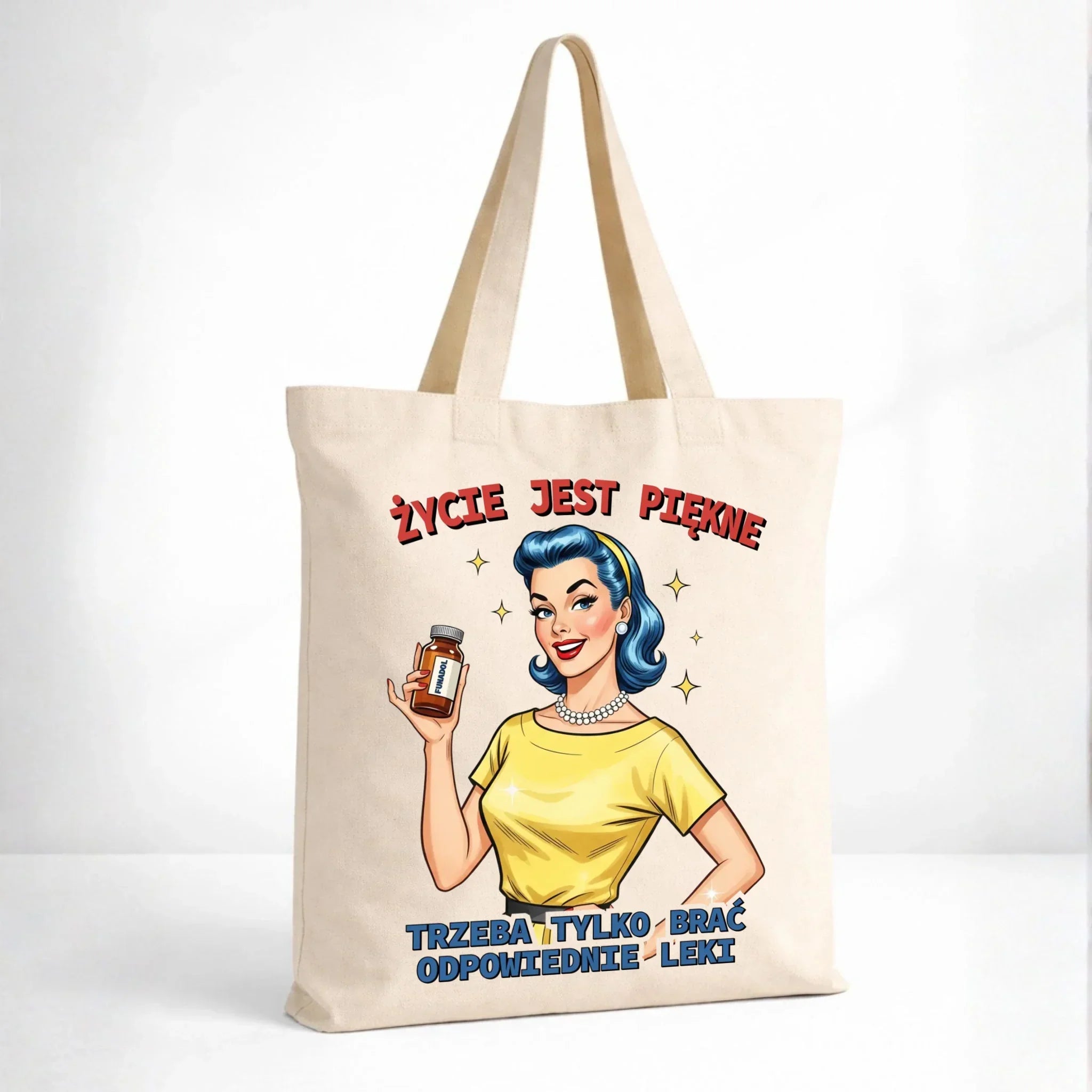 Torba retro - Życie jest piękne, trzeba brać odpowiednie leki DZ14 - StoryCups.pl