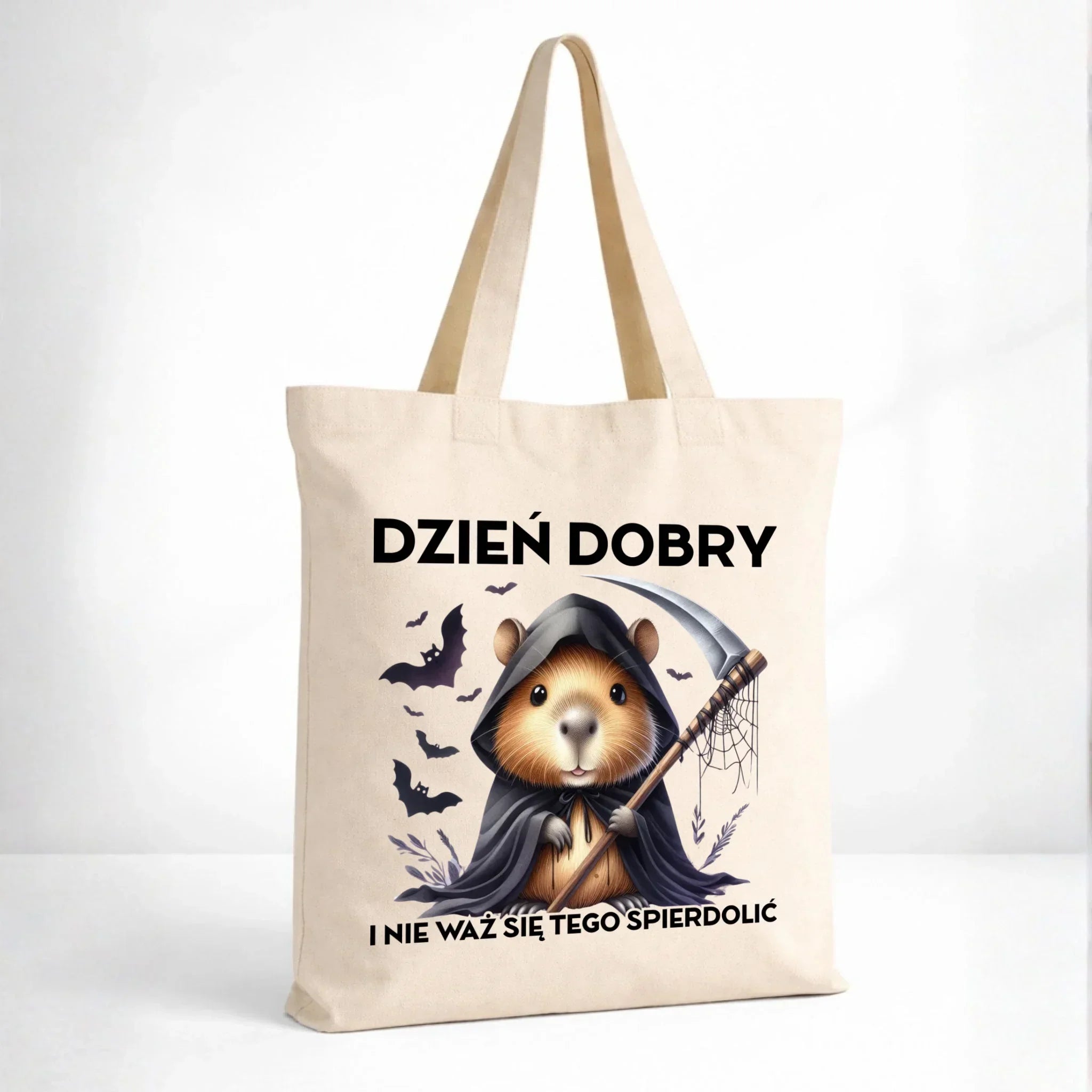 Torba halloweenowa - Kapibara Żniwiarz - Dzień dobry - bez cenzury HL20 - StoryCups.pl