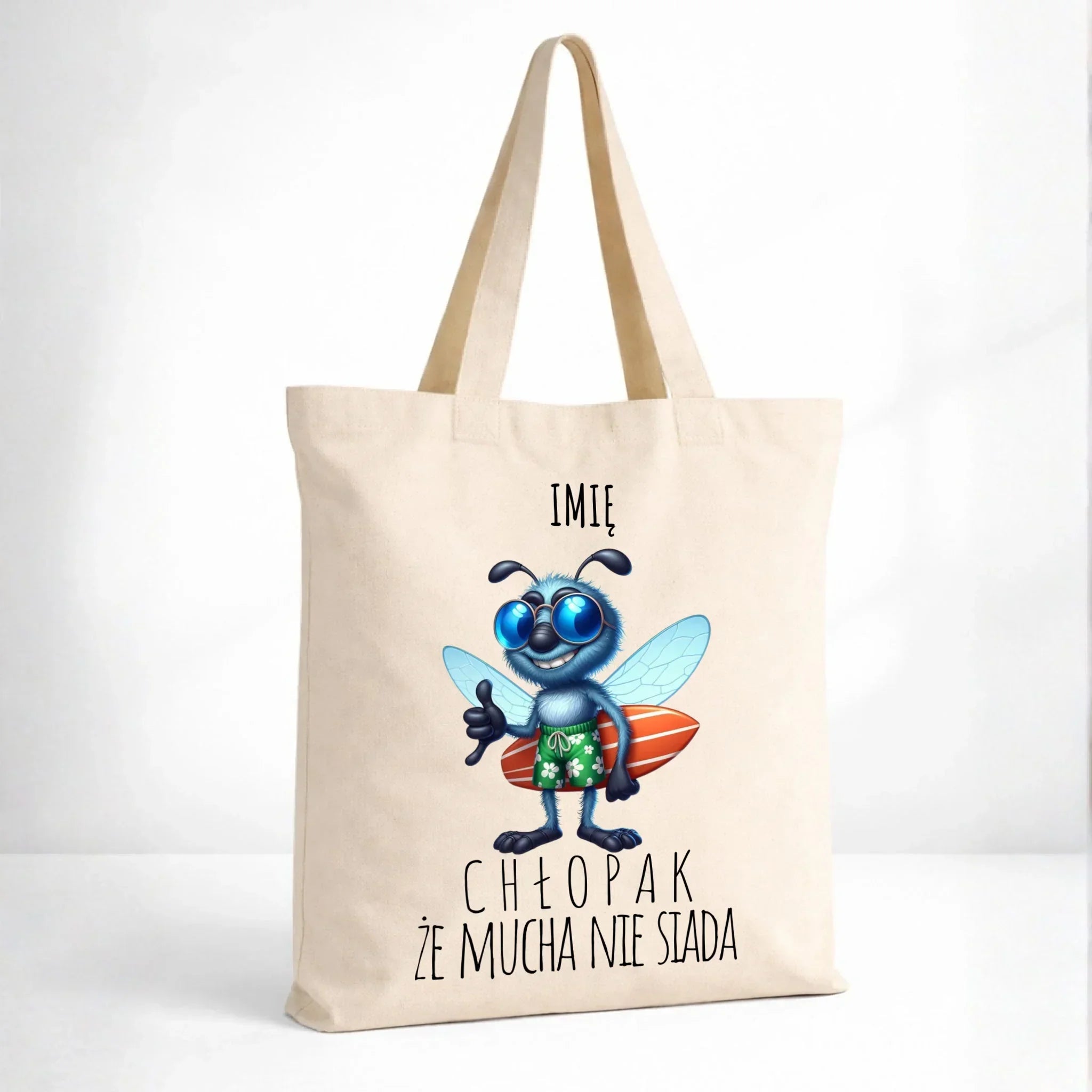 Torba - prezent dla chłopaka - Chłopak, że mucha nie siada essa - personalizowana DCH29 - StoryCups.pl