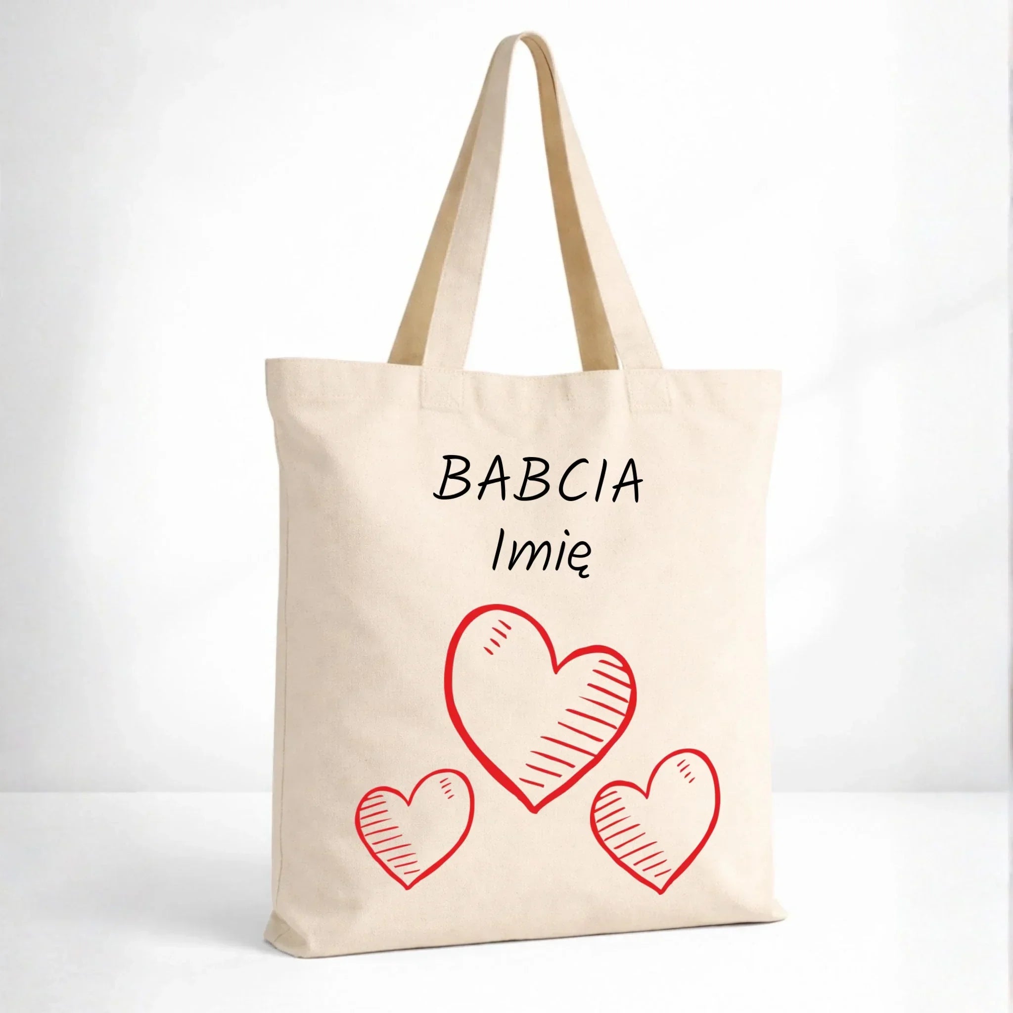 Torba dla babci - Serca - personalizowana B01 - StoryCups.pl