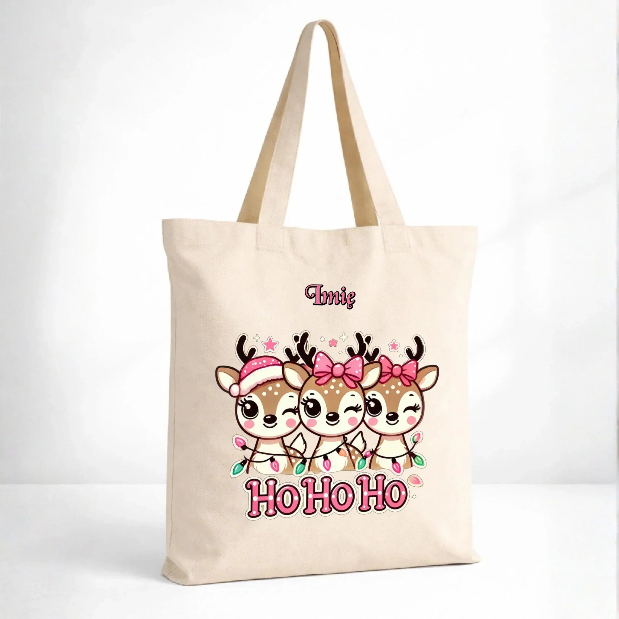 Torba świąteczna - Ho ho ho Słodkie reniferki - personalizowana BN49 - StoryCups.pl