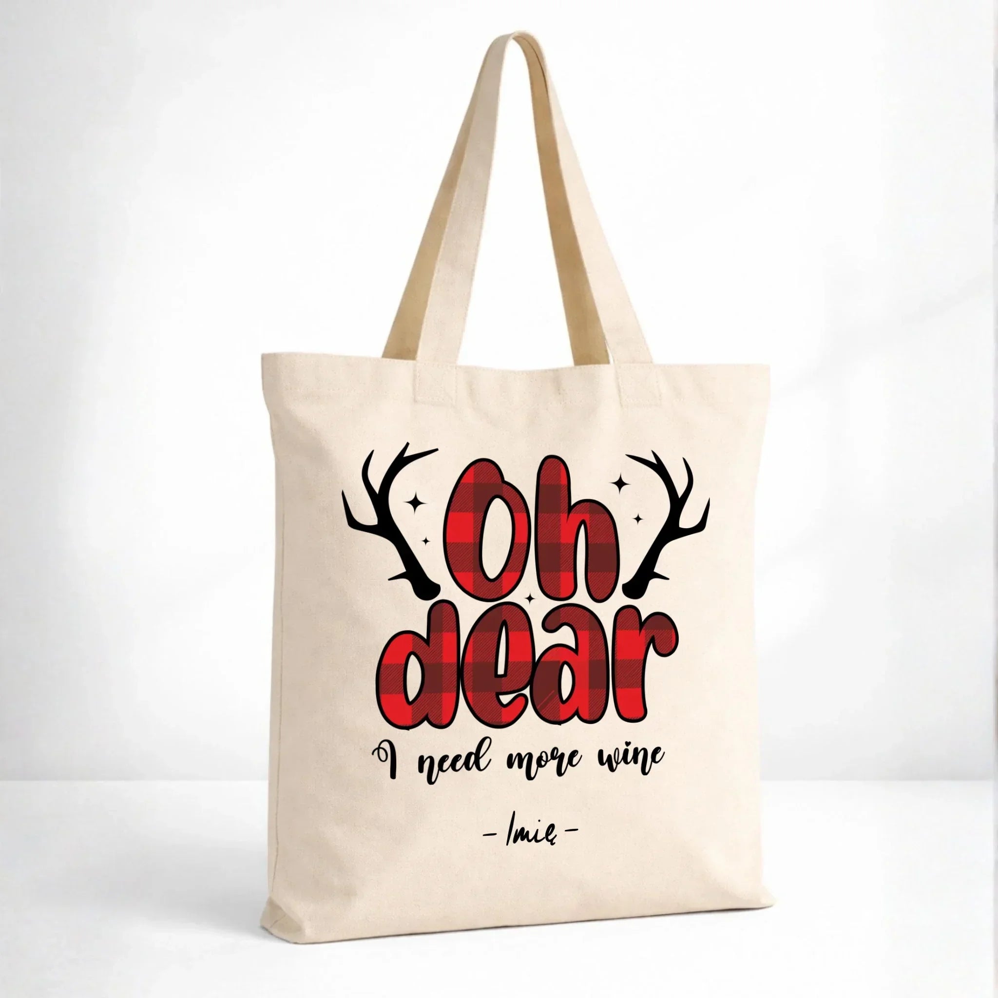 Torba świąteczna - Oh dear I need more wine - personalizowana BN63 - StoryCups.pl