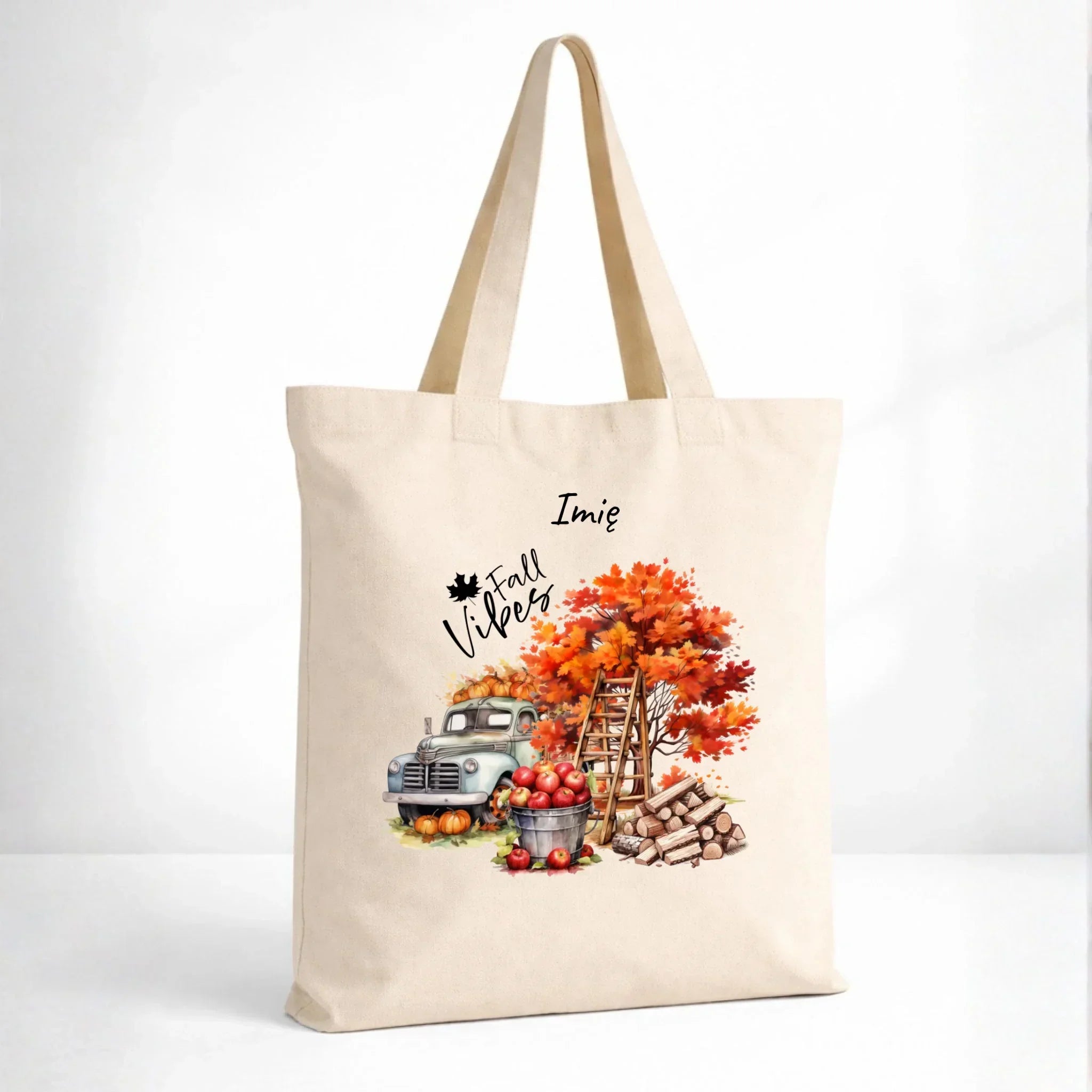 Torba jesienna – Vintage auto dynie i jabłka – personalizowana JS07 - StoryCups.pl