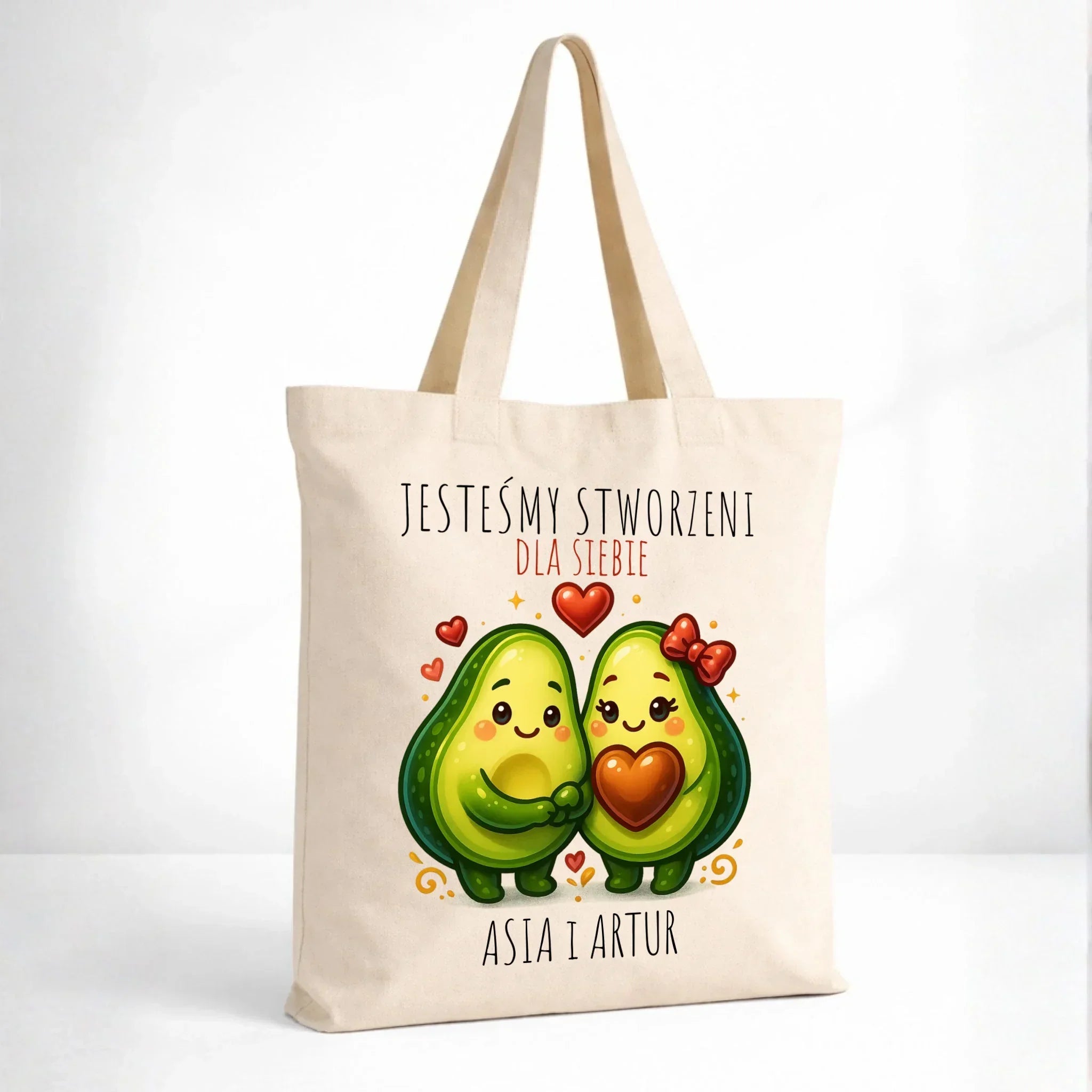 Torba dla par - Awokado Stworzeni dla siebie - personalizowana W91 - StoryCups.pl