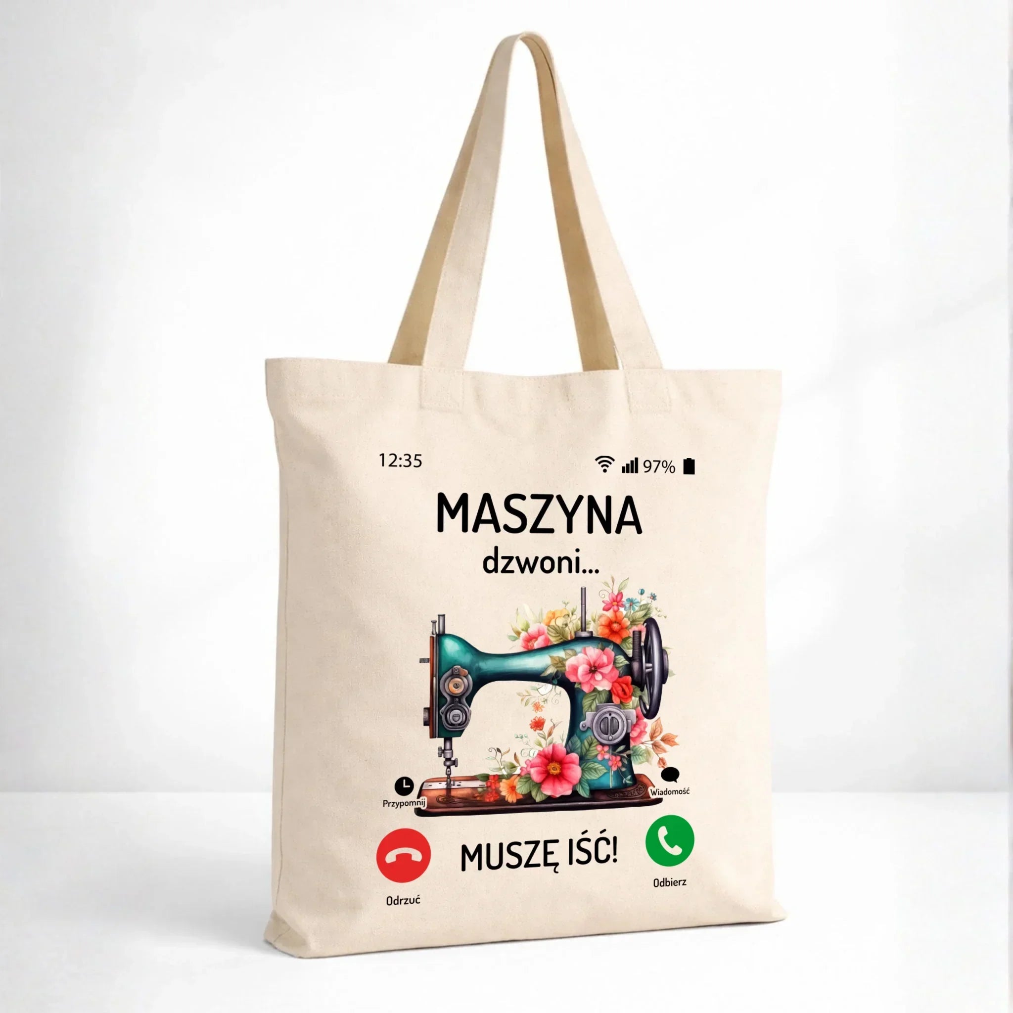 Torba szyciowa dla krawcowej - Maszyna dzwoni muszę iść HS05 - StoryCups.pl