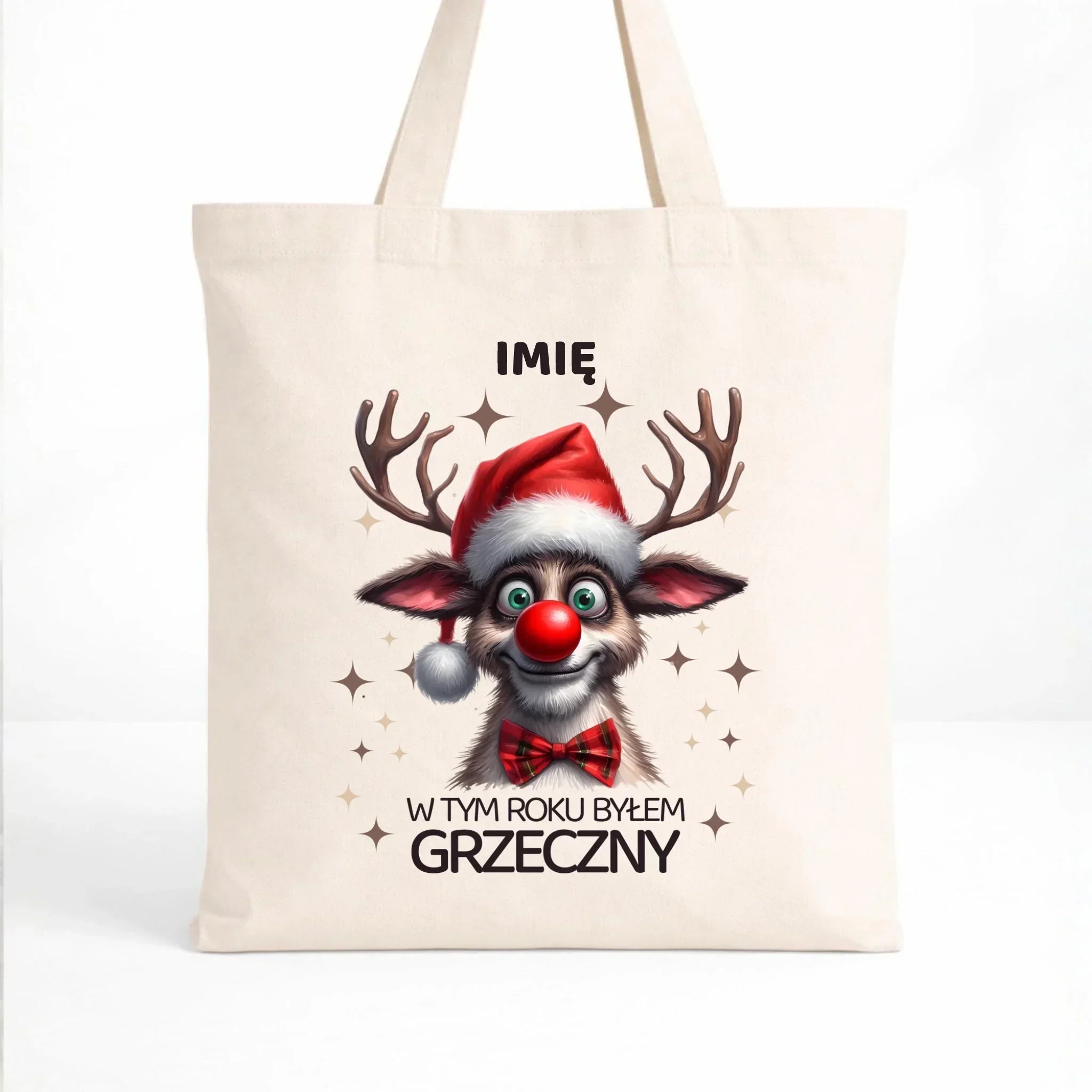 Torba świąteczna - Renifer W tym roku byłem grzeczny - personalizowana BN96 - StoryCups.pl