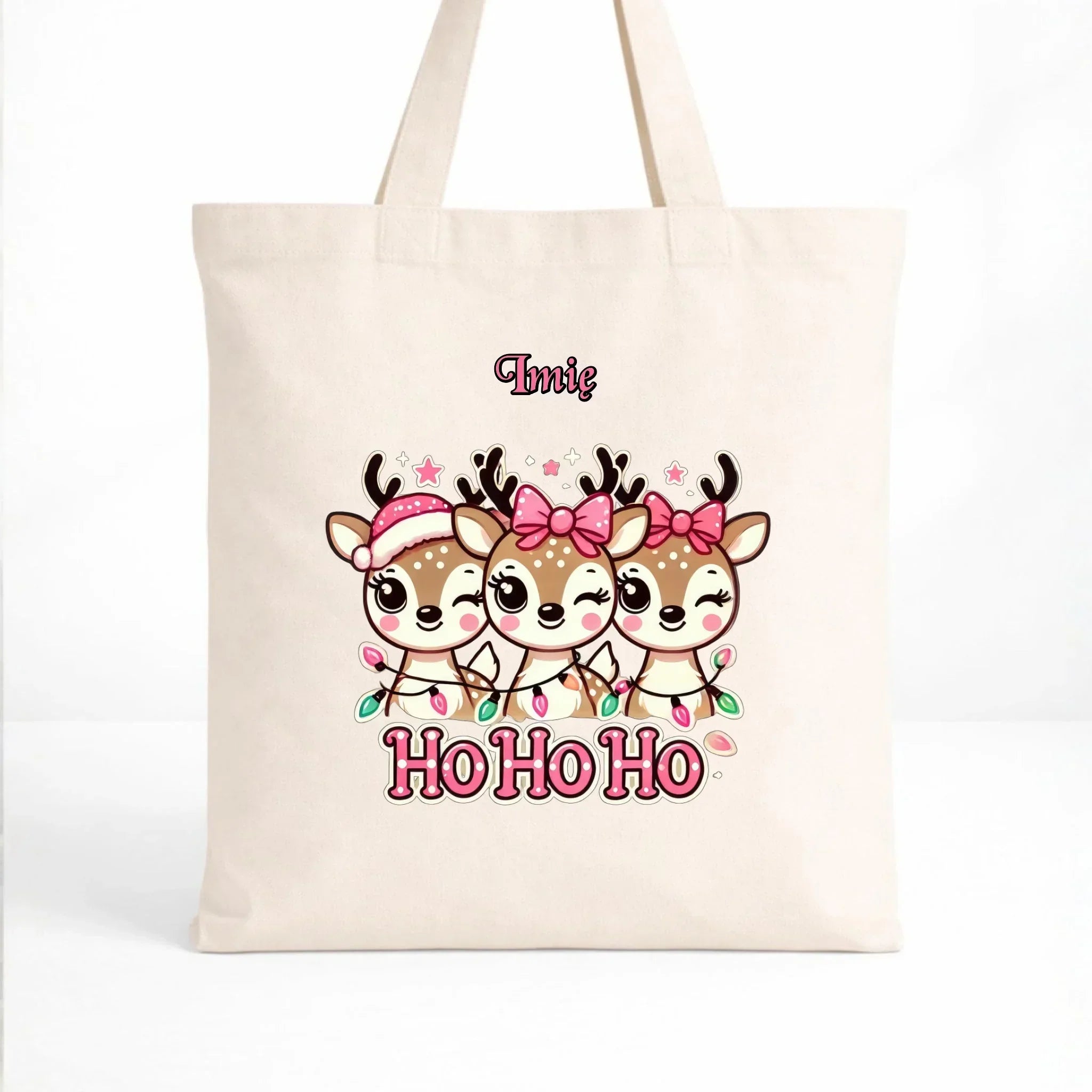 Torba świąteczna - Ho ho ho Słodkie reniferki - personalizowana BN49 - StoryCups.pl