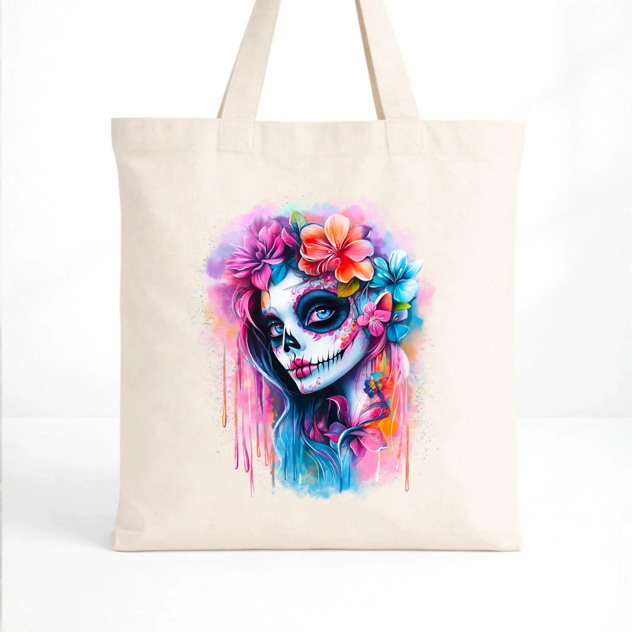 Torba halloweenowa - kolorowa czaszka z kwiatami La Muerte HL05 - StoryCups.pl