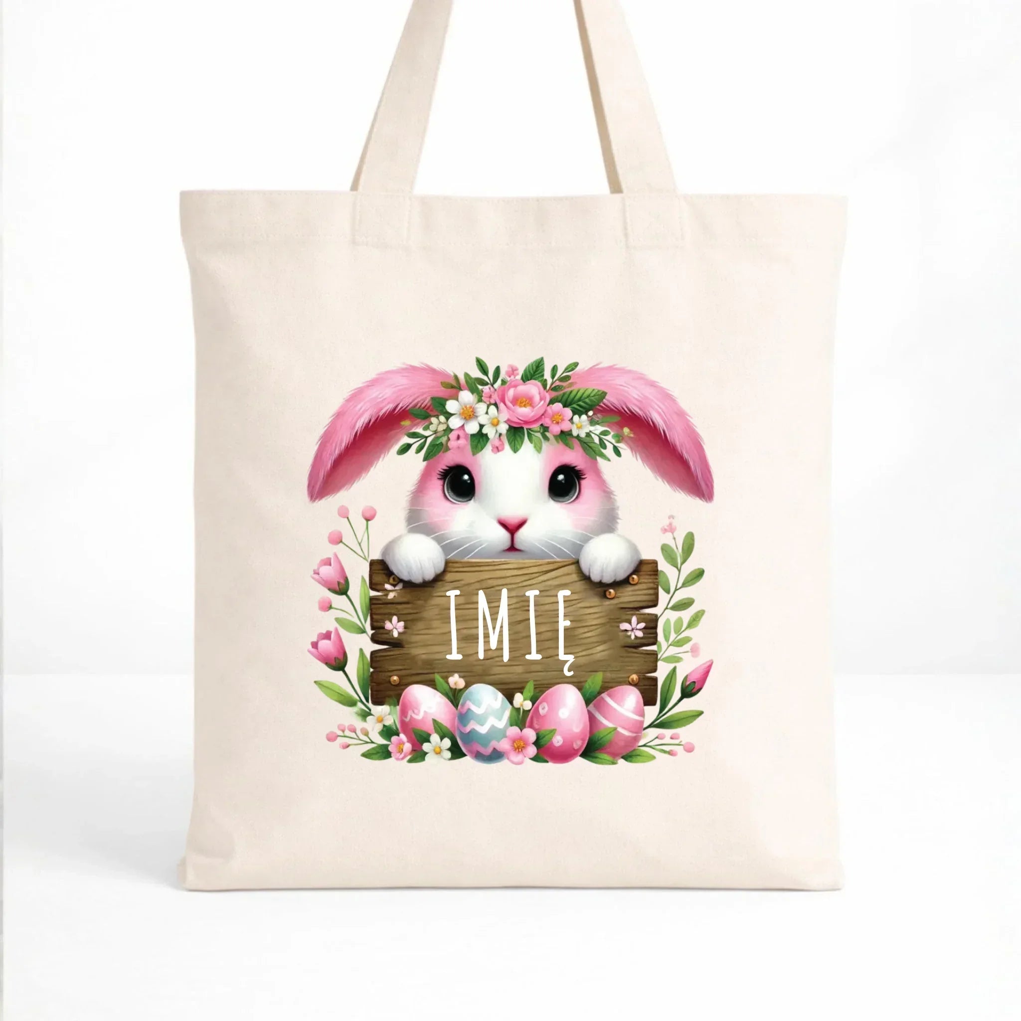 Torba na Wielkanoc - Różowy Zajączek - personalizowana WN07 - StoryCups.pl