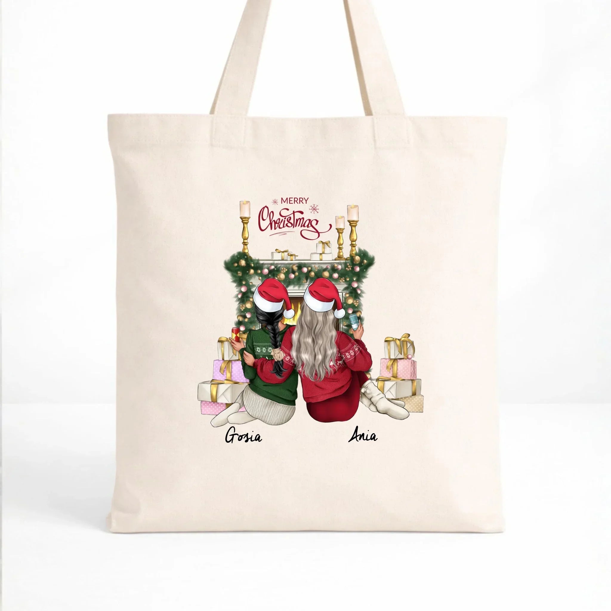 Torba świąteczna - prezent dla przyjaciółki - personalizowane postacie 2-4 osoby PR04 - StoryCups.pl