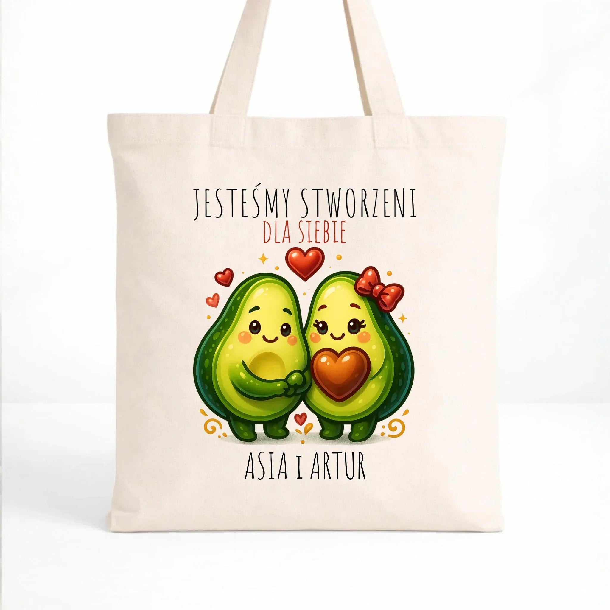 Torba dla par - Awokado Stworzeni dla siebie - personalizowana W91 - StoryCups.pl