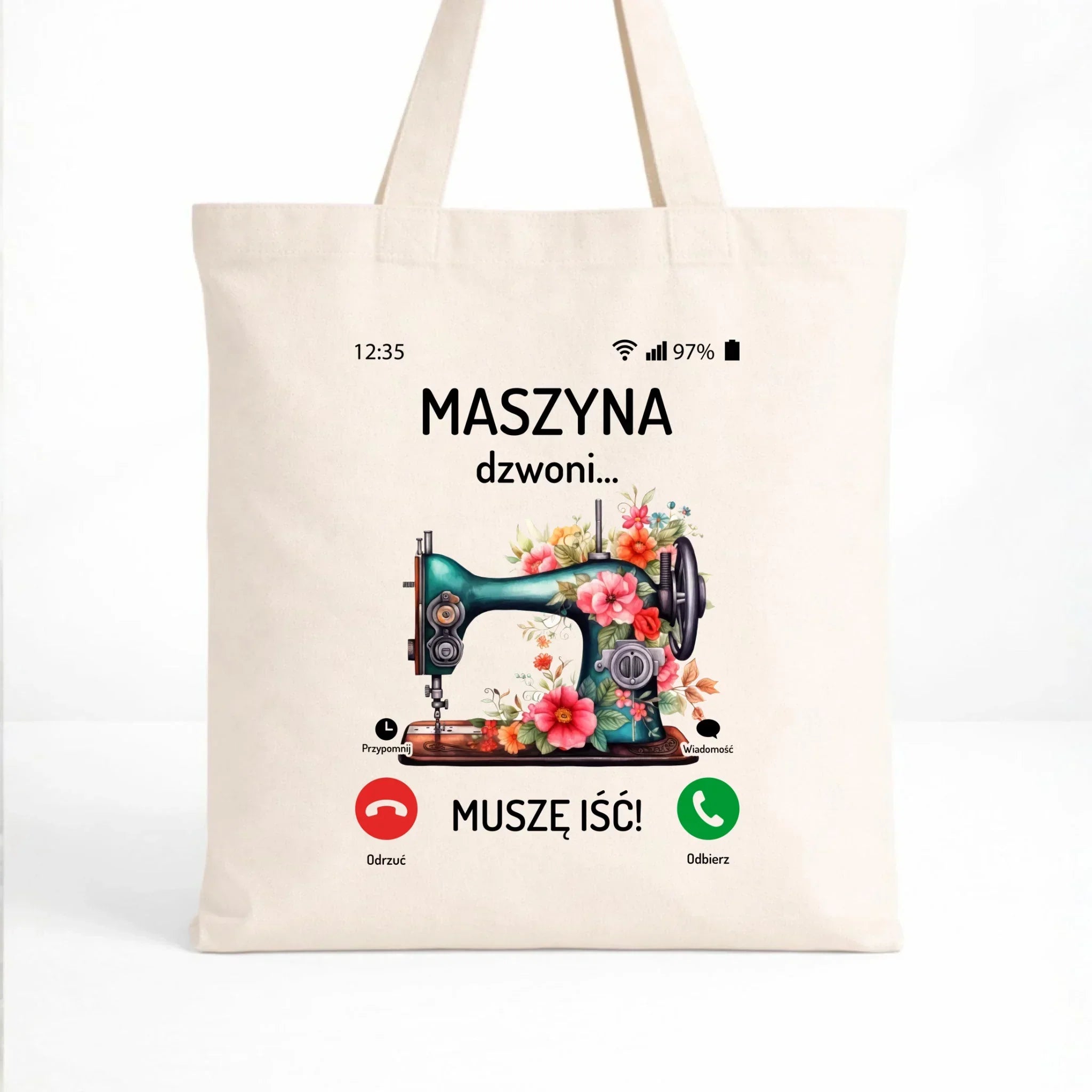 Torba szyciowa dla krawcowej - Maszyna dzwoni muszę iść HS05 - StoryCups.pl