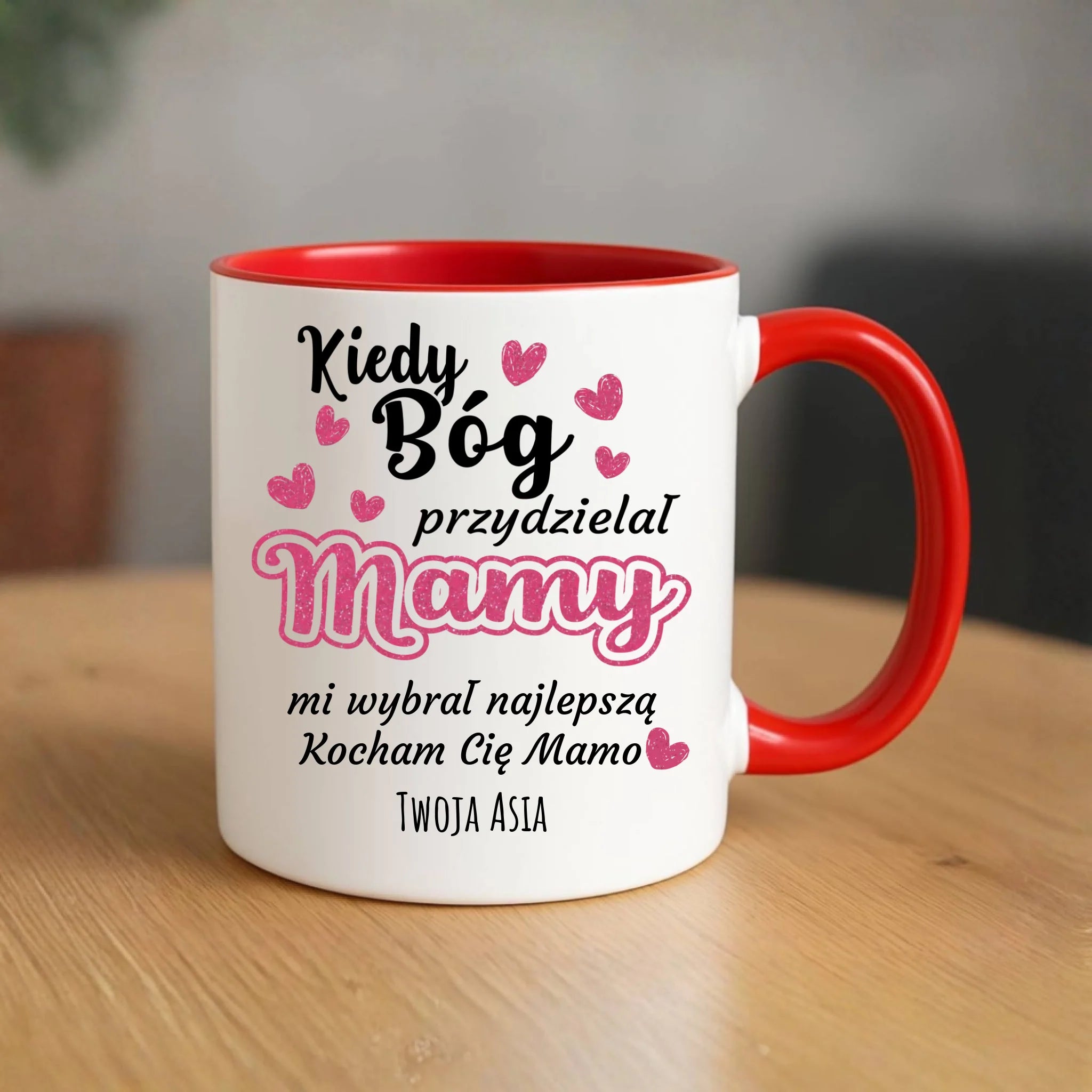Kubek dla mamy - Kiedy Bóg przydzielał mamy - personalizowany DM01 - StoryCups.pl
