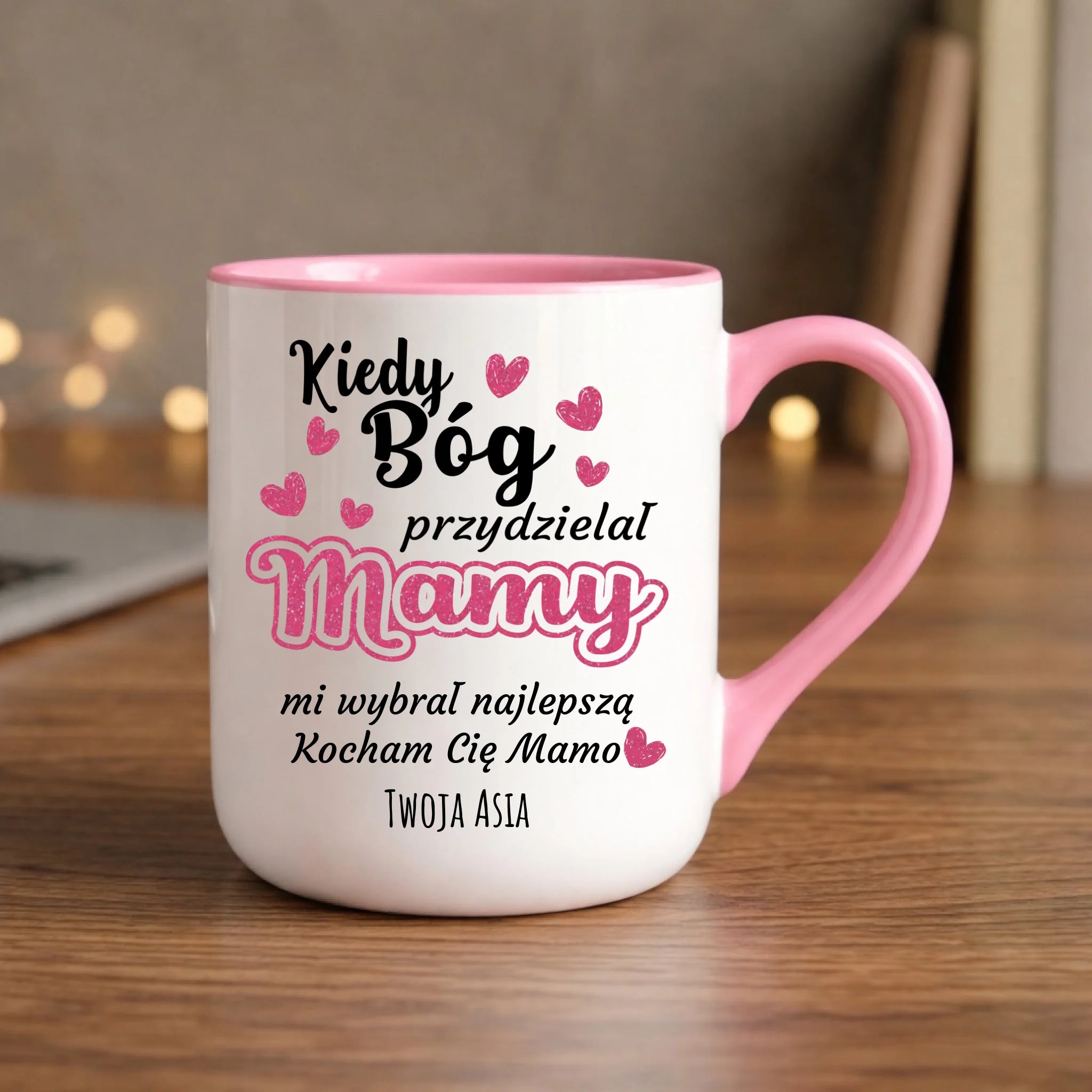 Kubek elegant dla mamy - Kiedy Bóg przydzielał mamy - personalizowany DM01 - StoryCups.pl