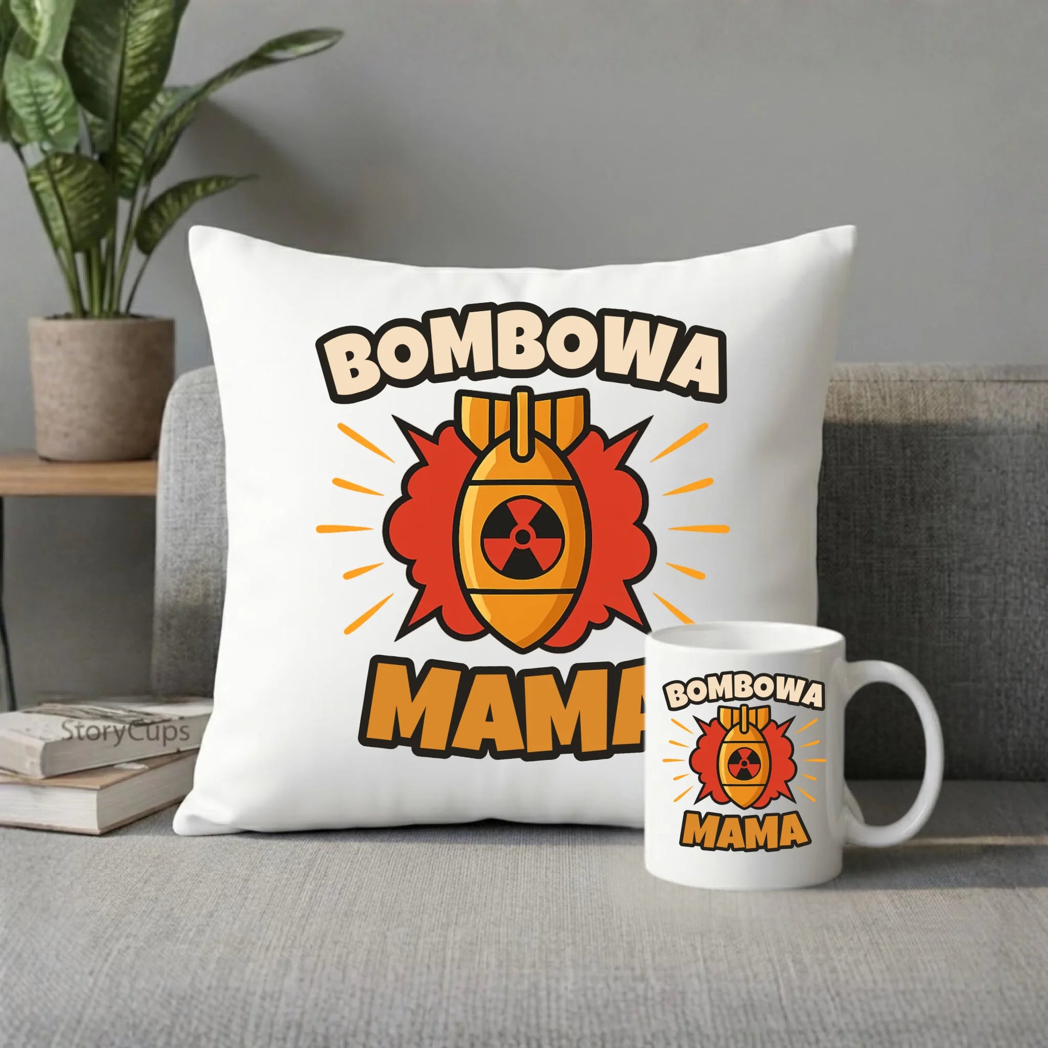 Zestaw poduszka i kubek dla mamy - Bombowa Mama DM02 - StoryCups.pl
