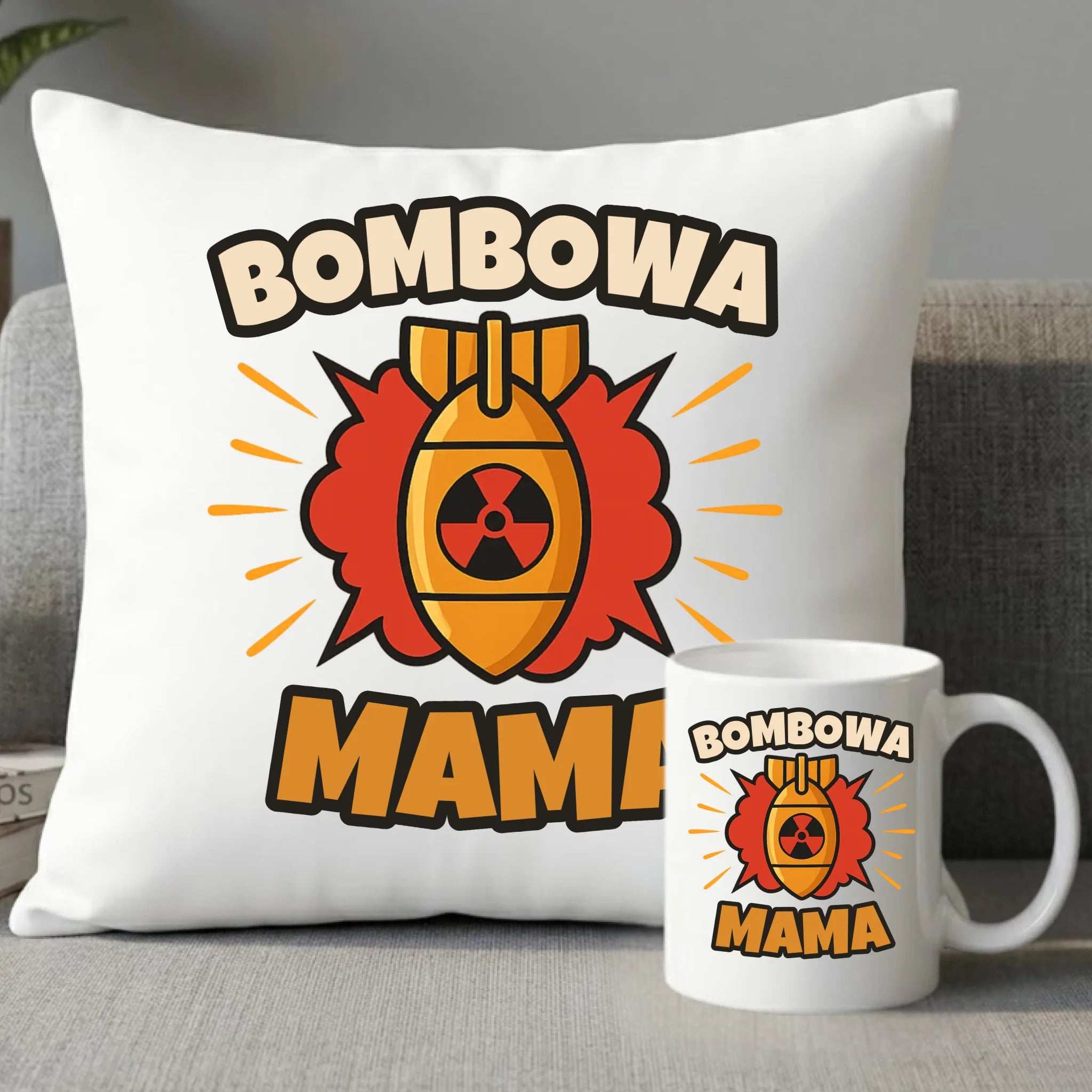 Zestaw poduszka i kubek dla mamy - Bombowa Mama DM02 - StoryCups.pl