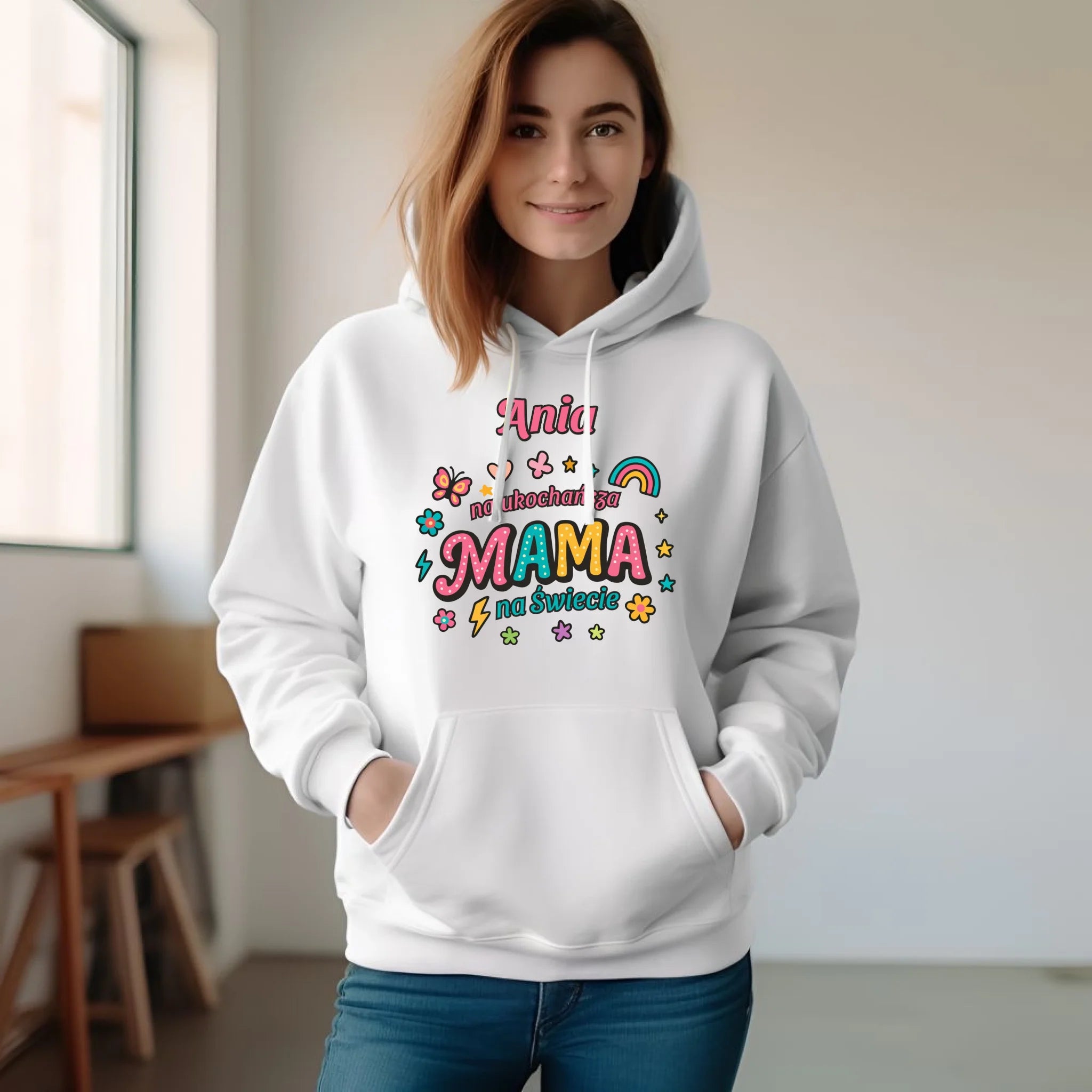 Bluza z kapturem dla mamy - Najukochańsza mama na Świecie - personalizowana DM03 - StoryCups.pl