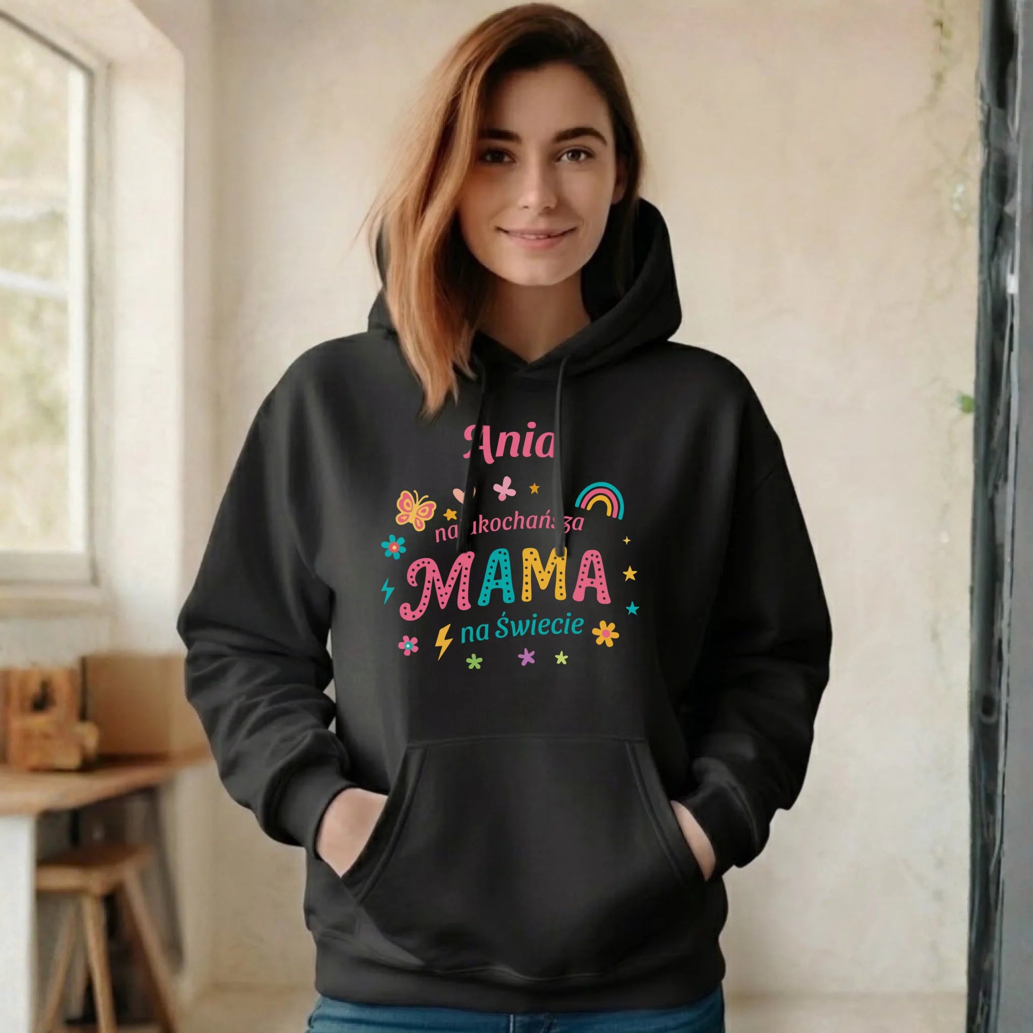 Bluza z kapturem dla mamy - Najukochańsza mama na Świecie - personalizowana DM03 - StoryCups.pl